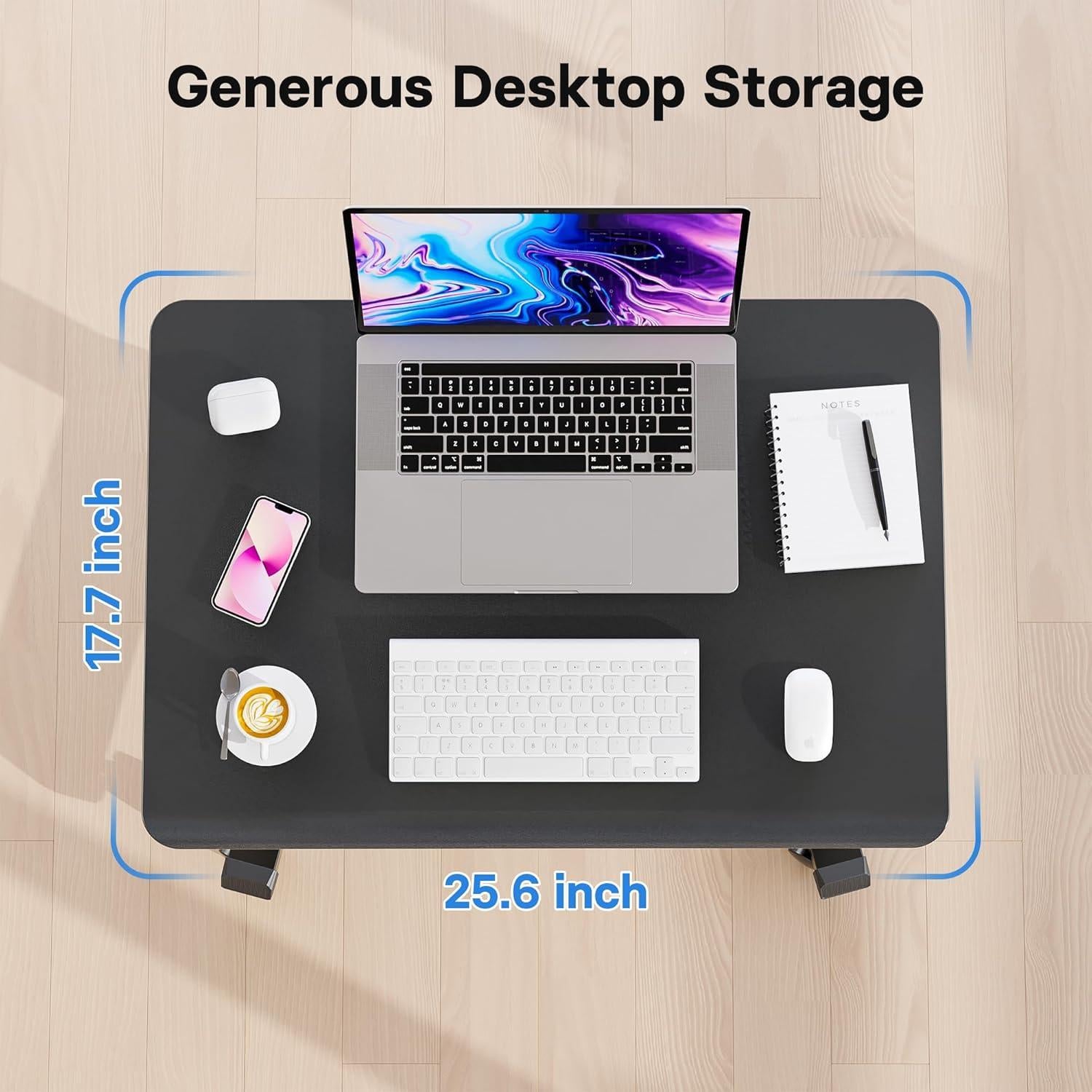 Escritorio Móvil BONTEC Ajustable en Altura Negro 65x45 cm