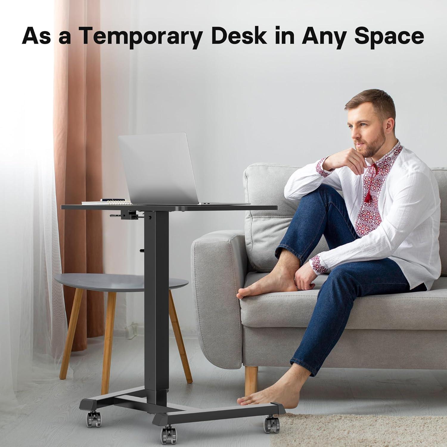 Escritorio Móvil BONTEC Ajustable en Altura Negro 65x45 cm