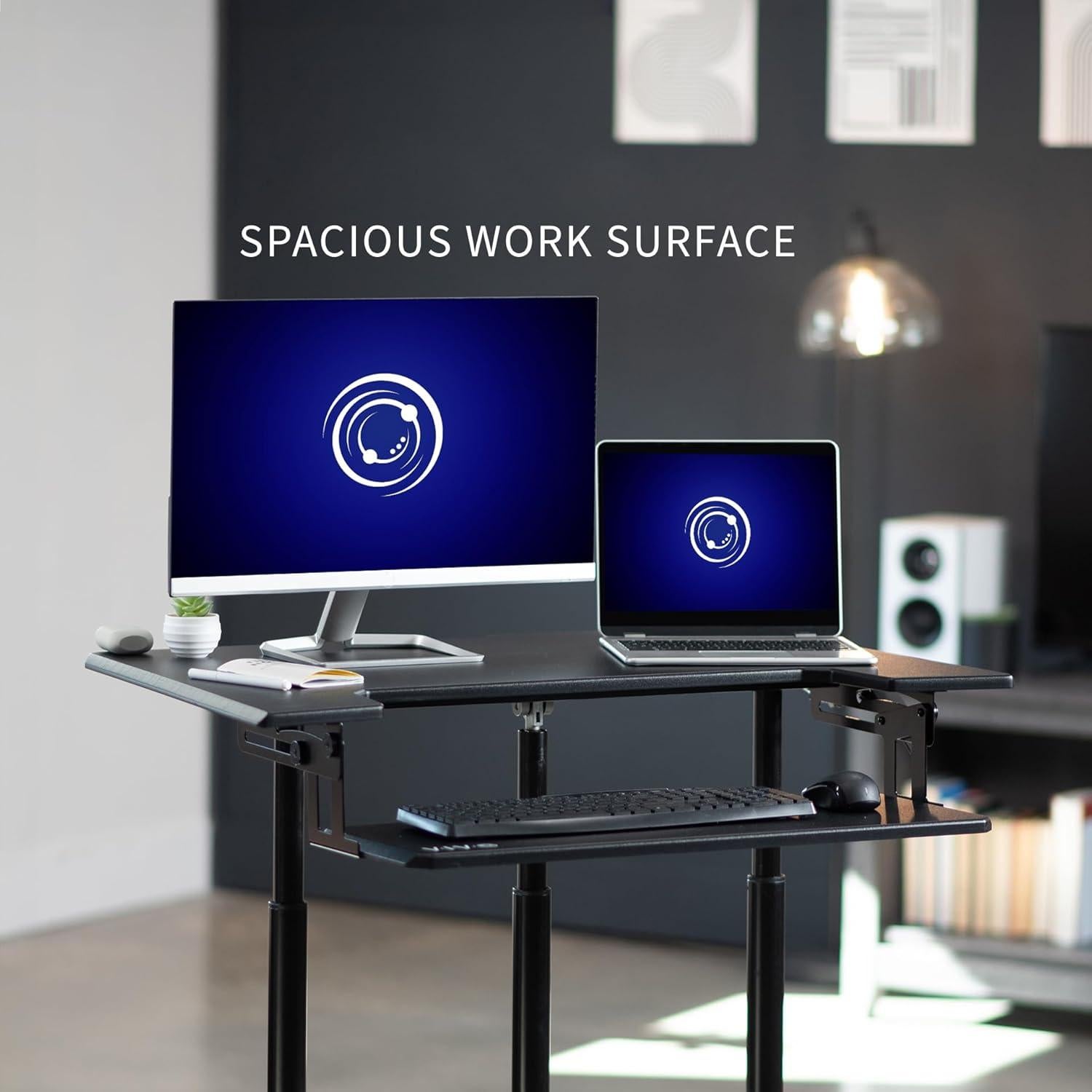 Mesa Ajustable en Altura VIVO CART-V06A, Escritorio Móvil Negro