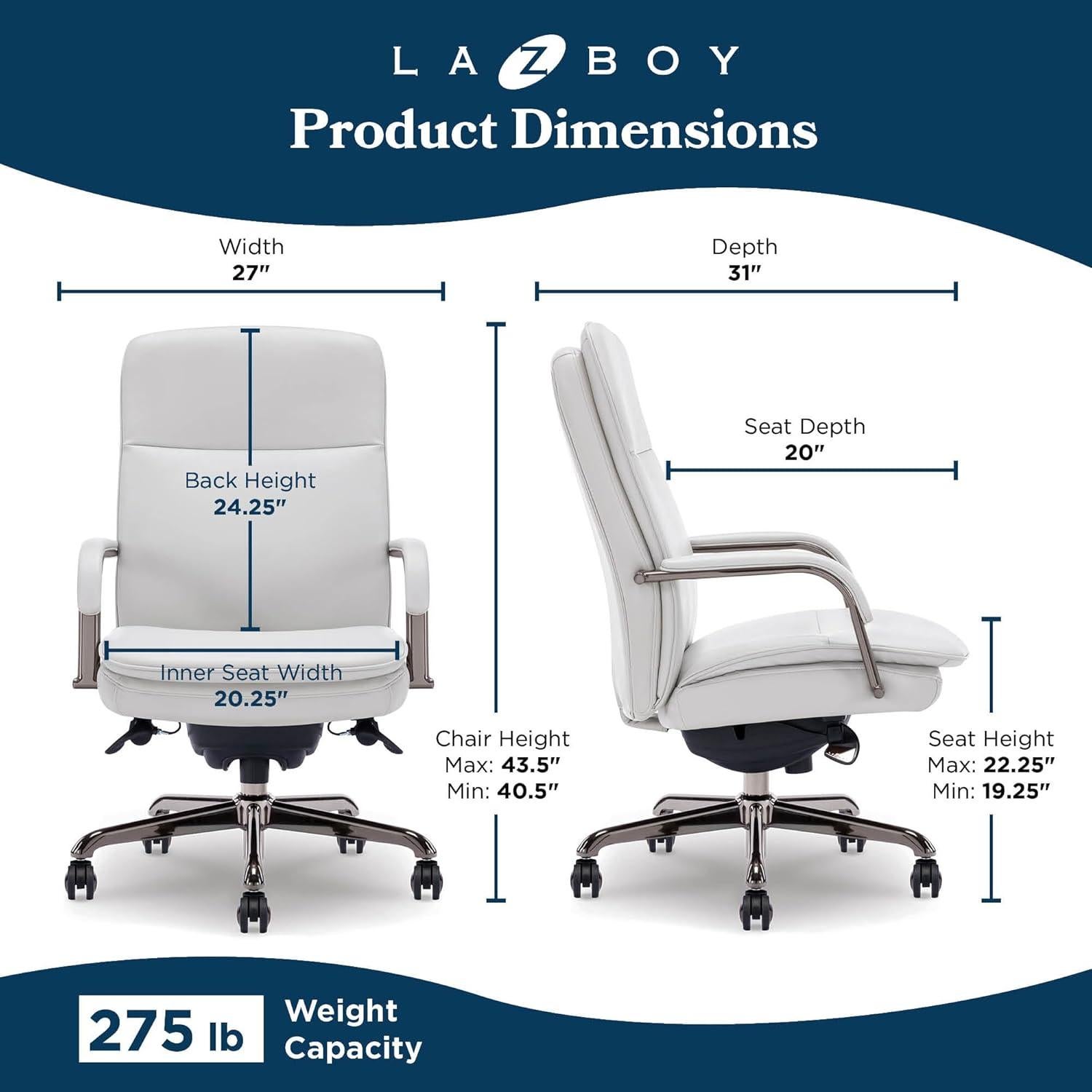 Silla de Oficina Ergonómica La-Z-Boy Opus Gris y Grafito