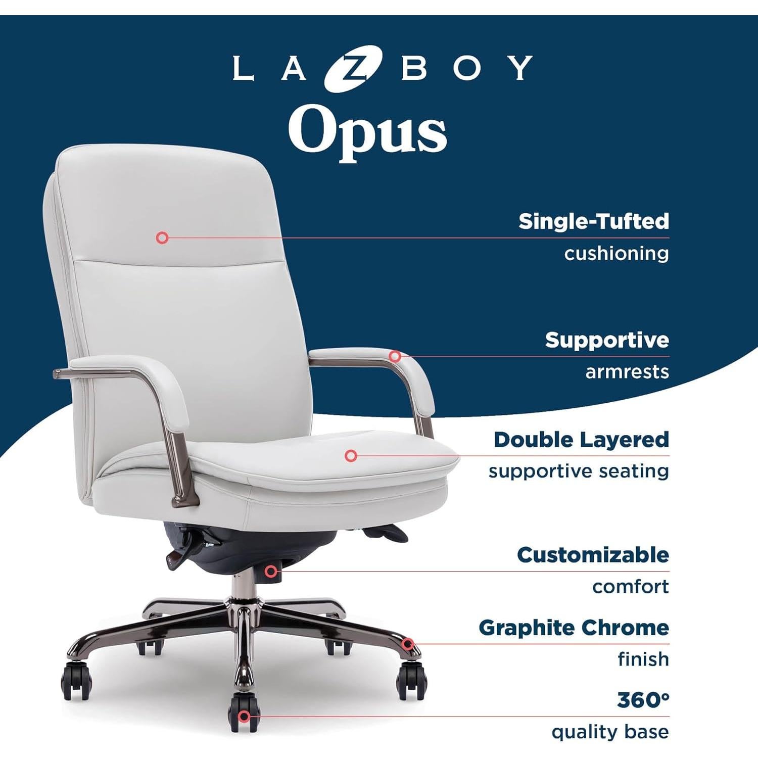 Silla de Oficina Ergonómica La-Z-Boy Opus Gris y Grafito