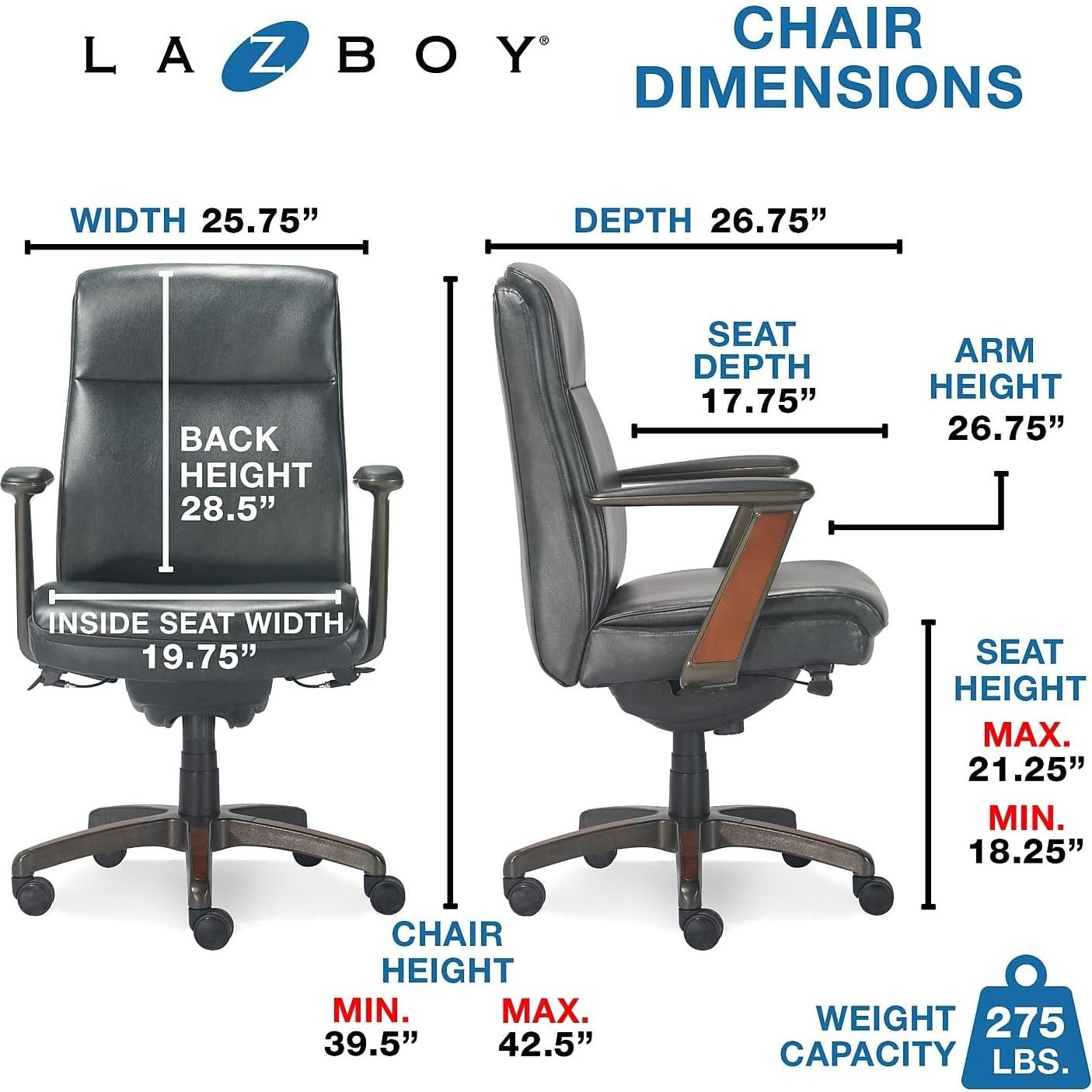 Silla de Oficina Ergonómica La-Z-Boy Dawson Negra Ajustable