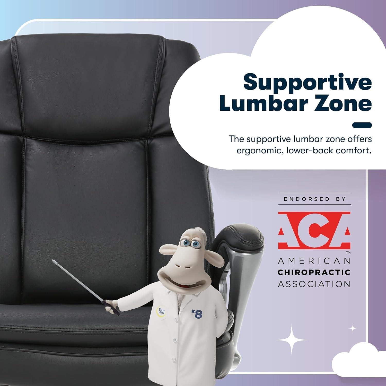 Silla de Oficina Ergonómica Serta Fairbanks Grande Negro