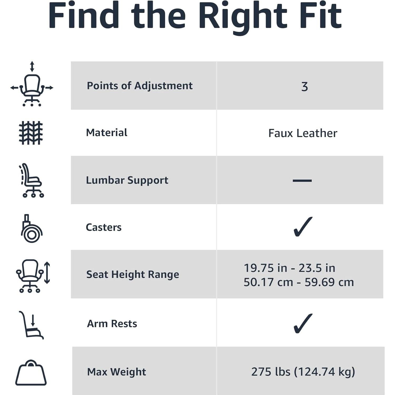 Silla de Oficina Ajustable Amazon Basics HOC-02 Negra