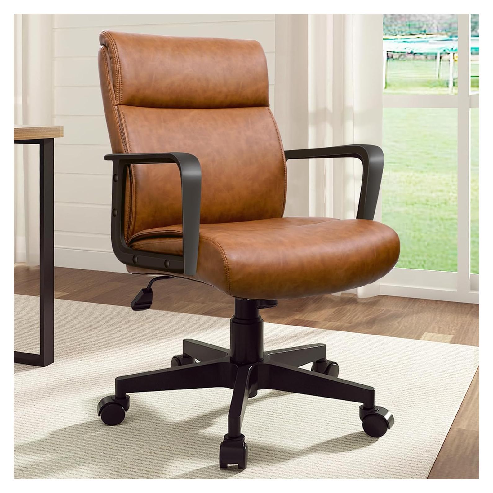 Silla de Oficina Artswish Charles Marrón con Ruedas y Respaldo Medio