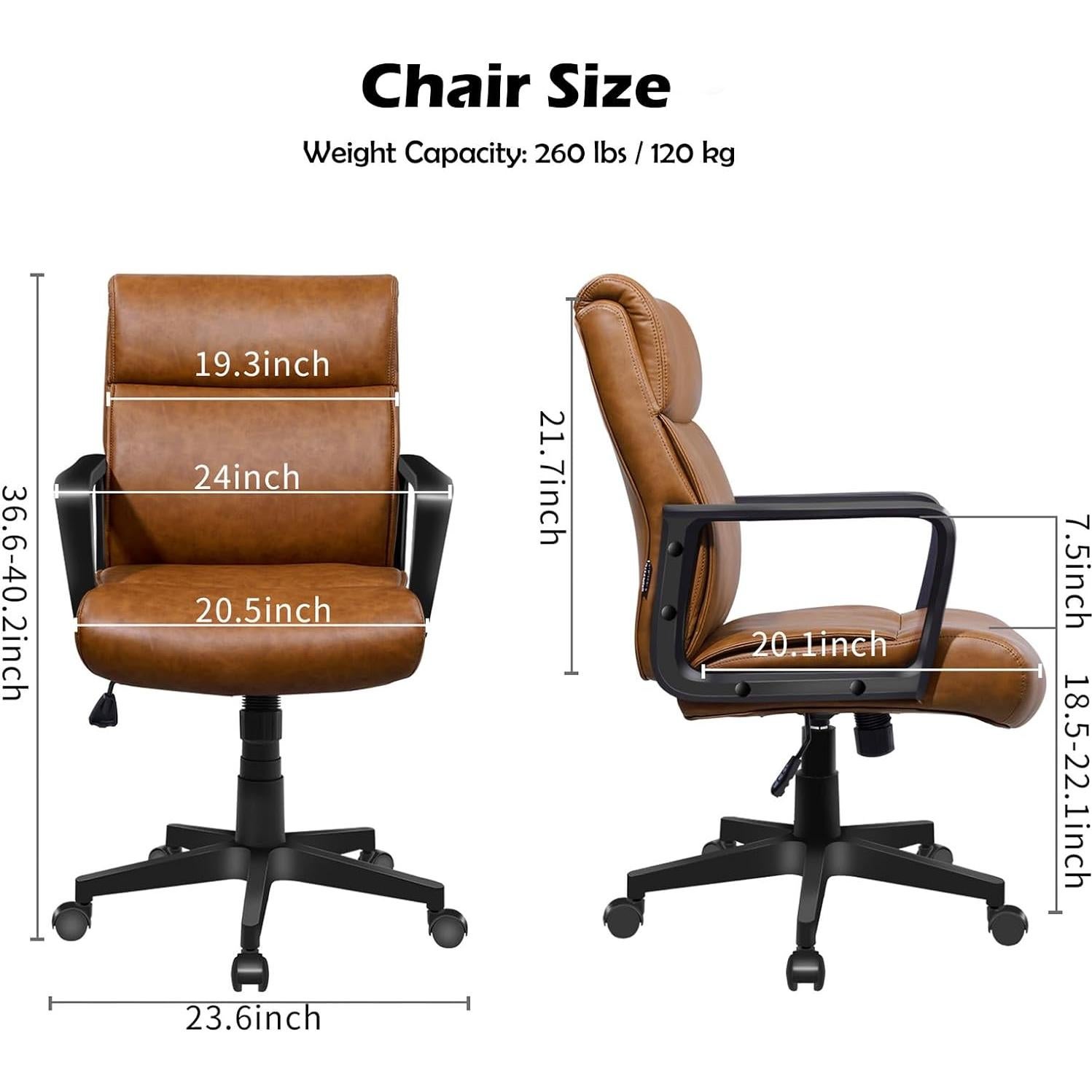 Silla de Oficina Artswish Charles Marrón con Ruedas y Respaldo Medio