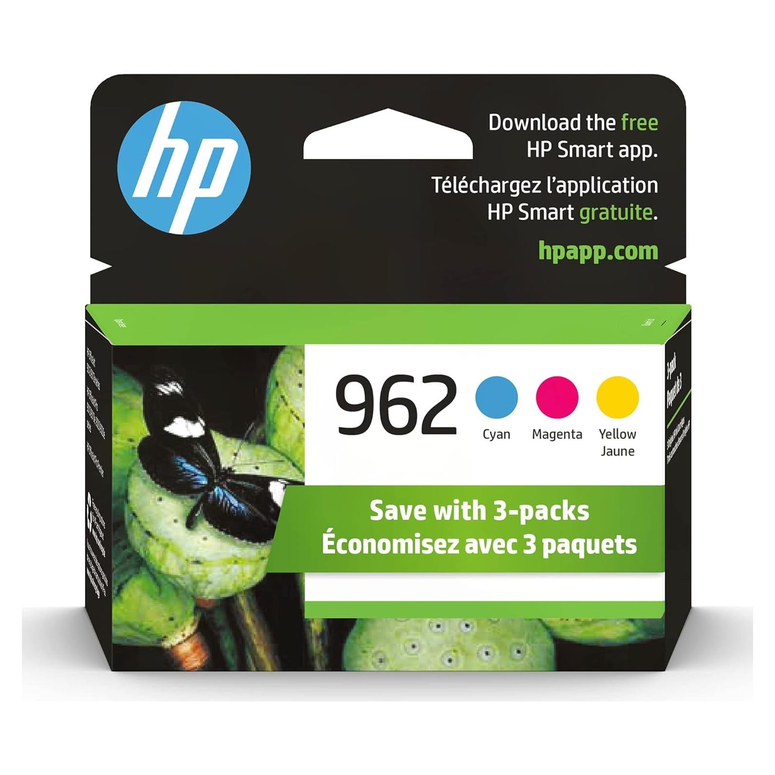 Cartuchos de Tinta HP 962 Cian, Magenta, Amarillo - 3 Piezas