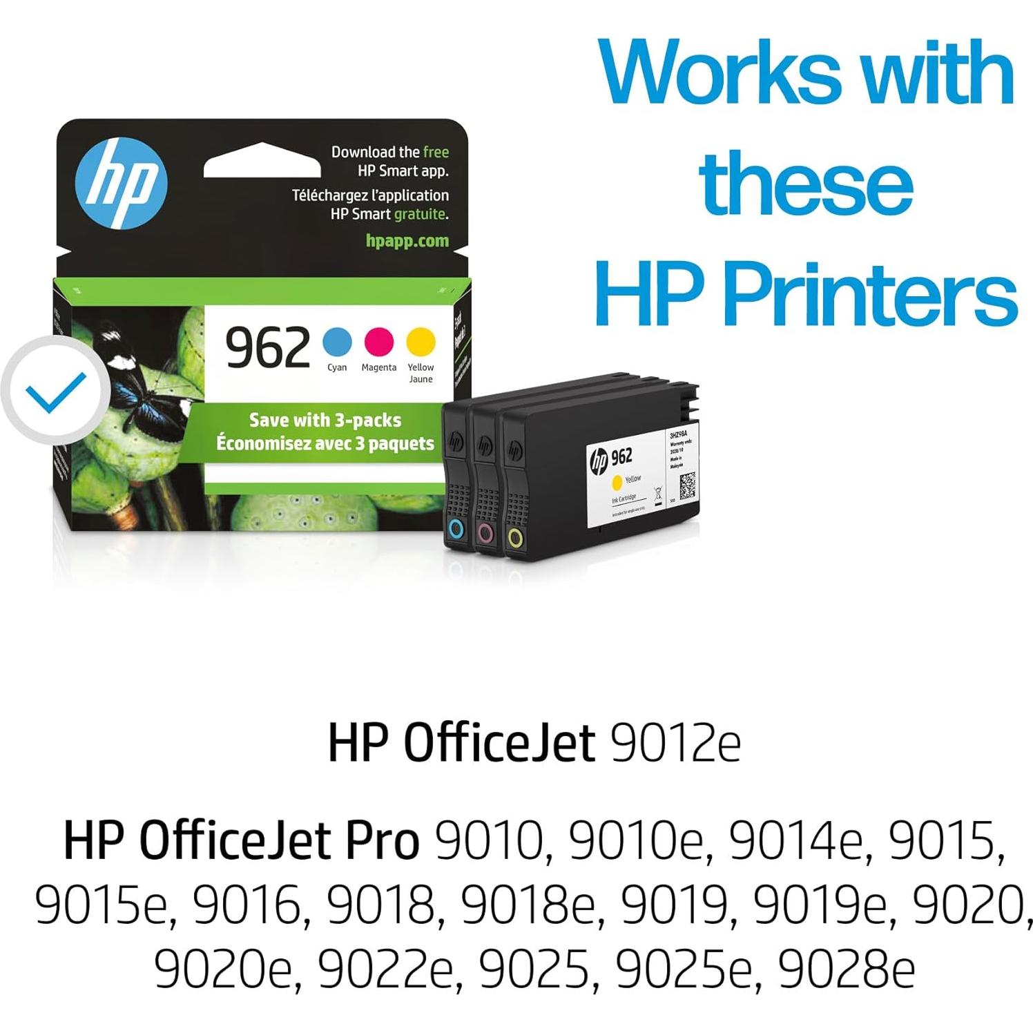 Cartuchos de Tinta HP 962 Cian, Magenta, Amarillo - 3 Piezas