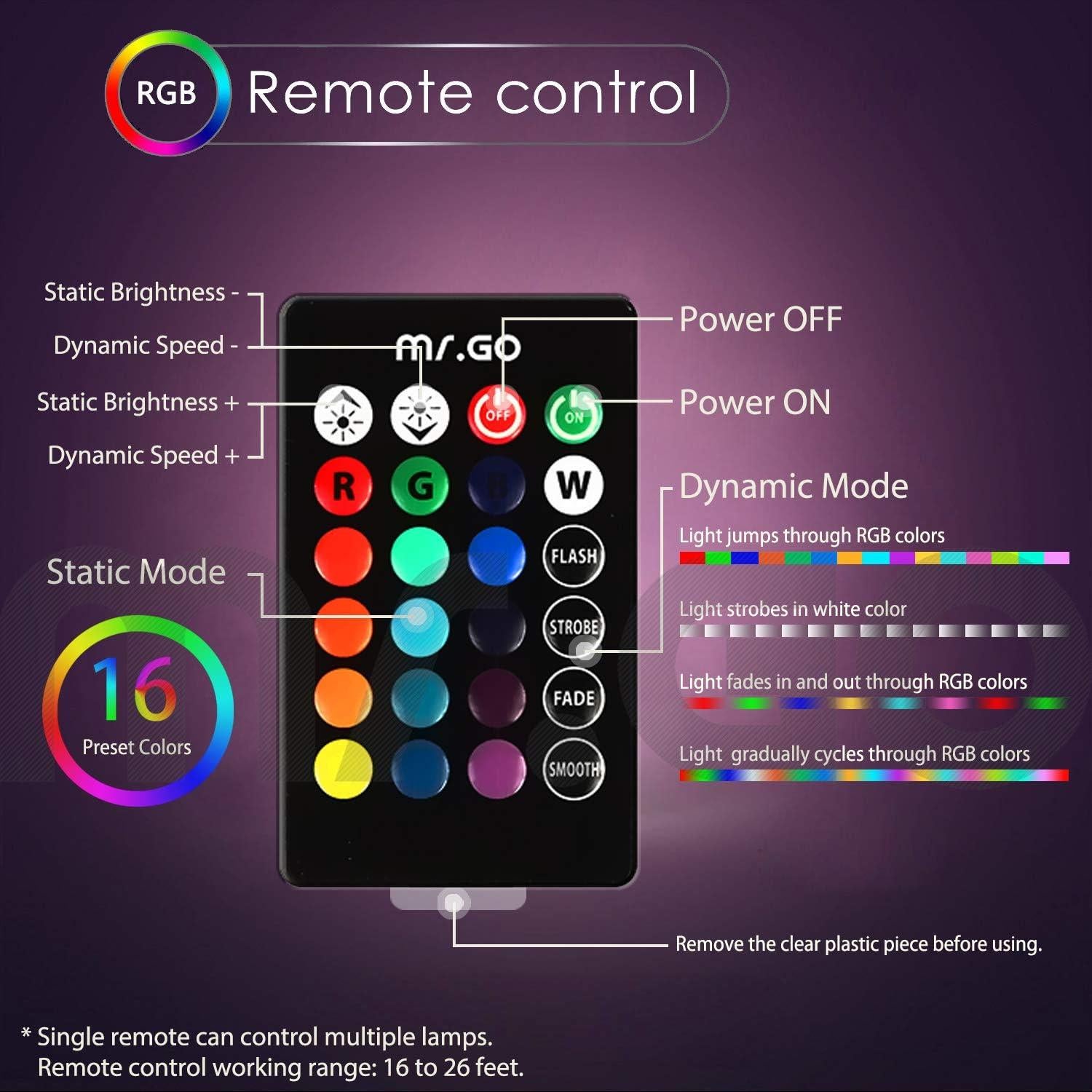 Lámpara de Noche LED Mr.Go 15 cm RGB Recargable con Control Remoto