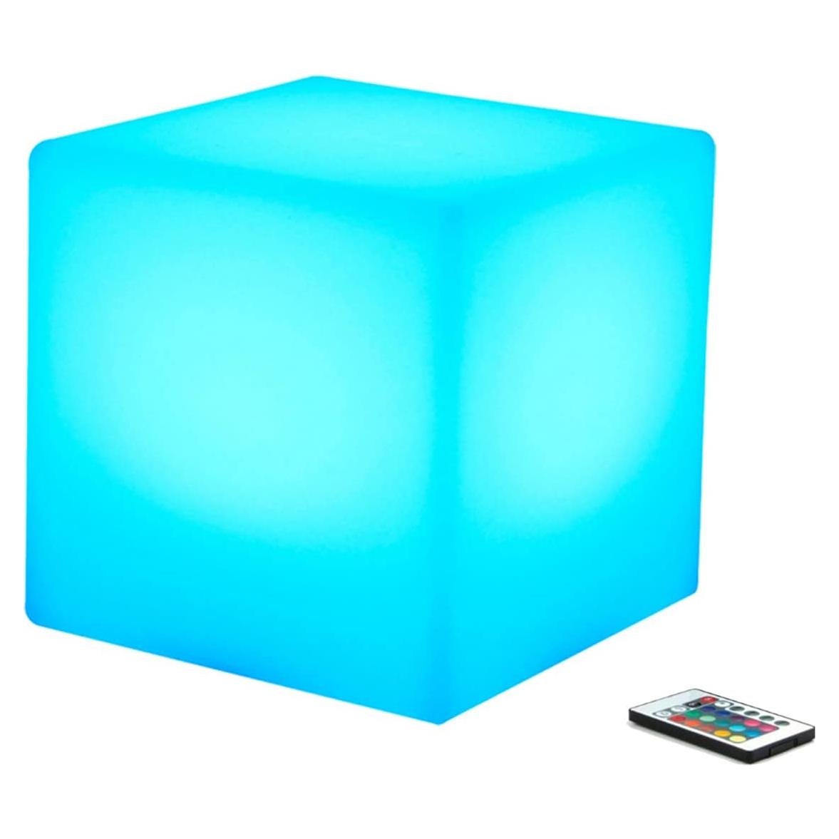 Luz de Cubo LED Borelor 15cm Recargable con Control Remoto 16 Colores