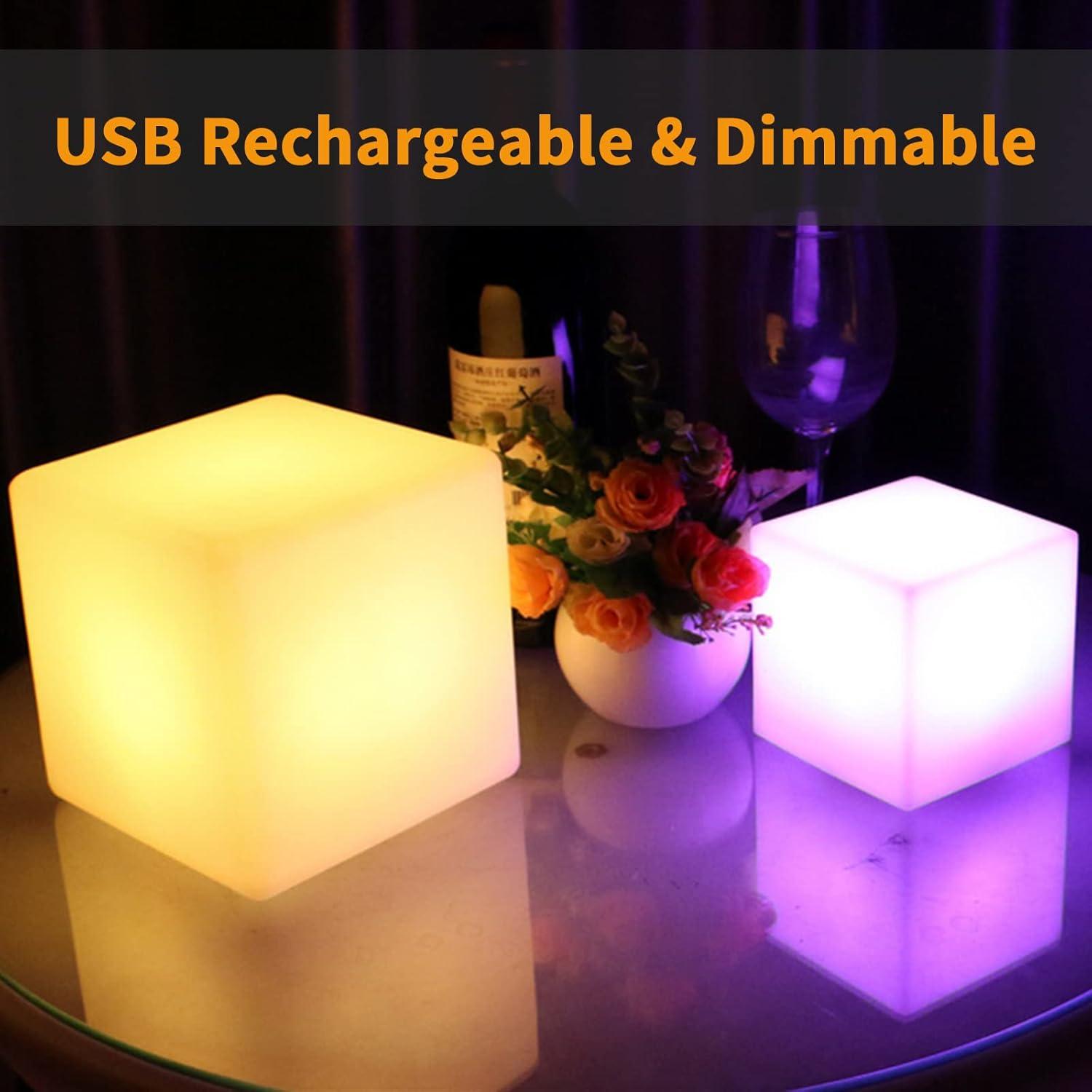 Luz de Cubo LED Borelor 15cm Recargable con Control Remoto 16 Colores