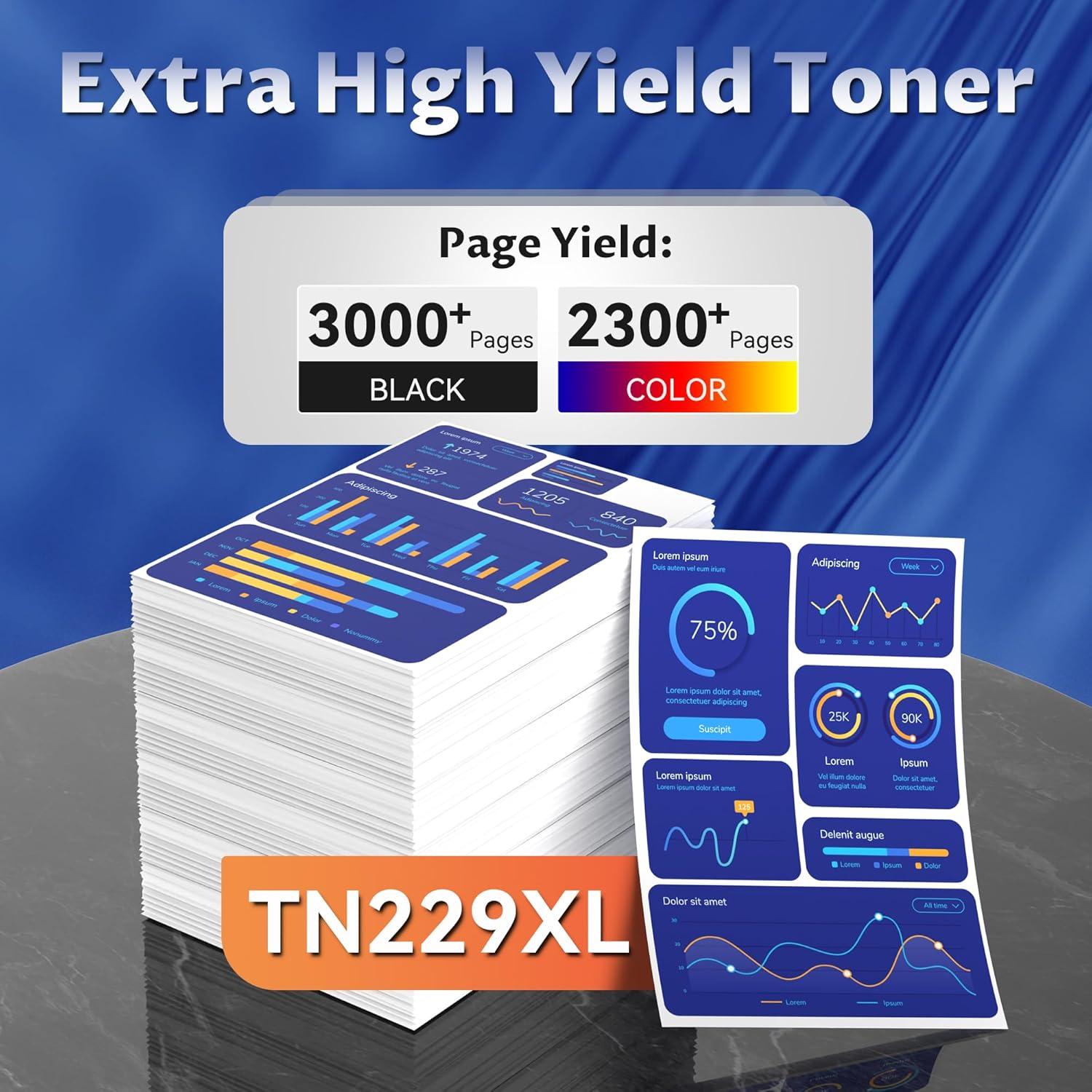 Cartuchos de Tóner TN229XL Brother Compatible 4 Paquete