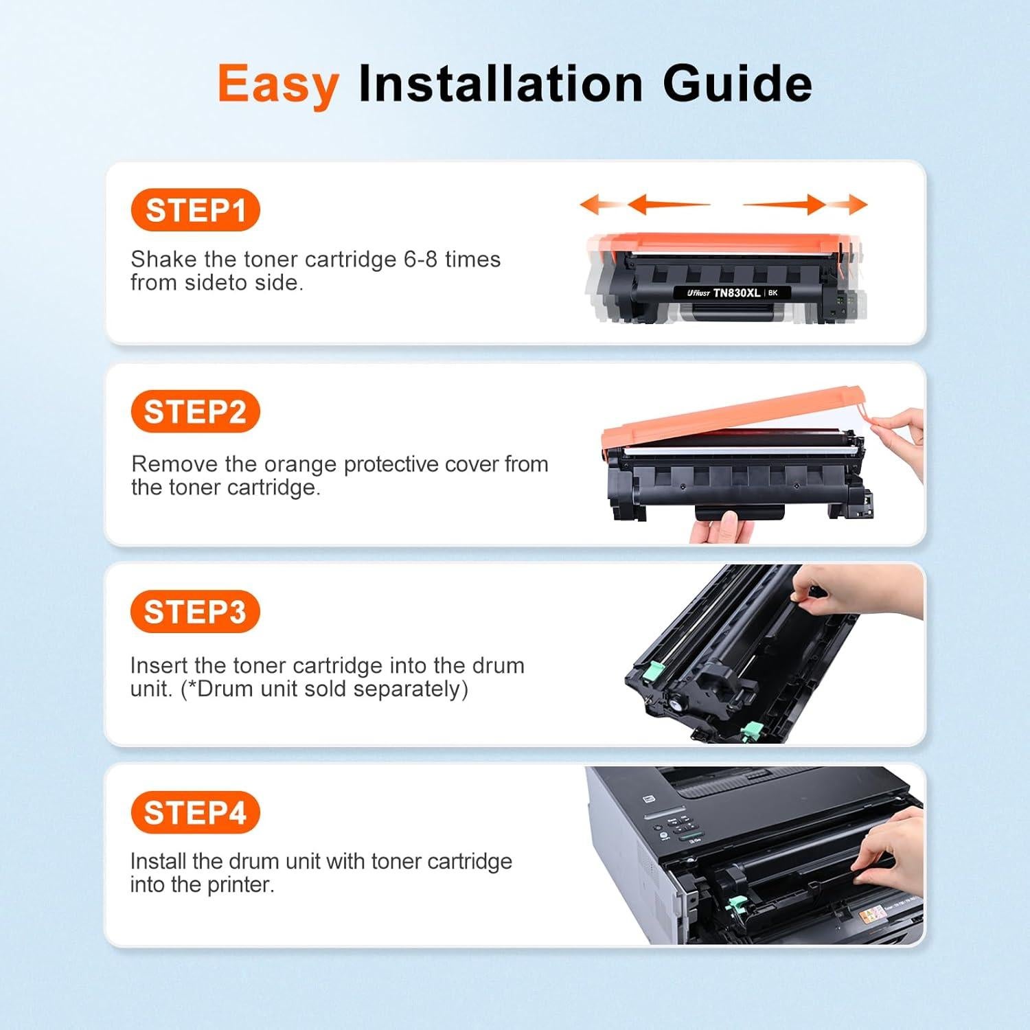 Cartucho de Tóner Negro TN830XL LEMERO UTRUST - 4 Unidades