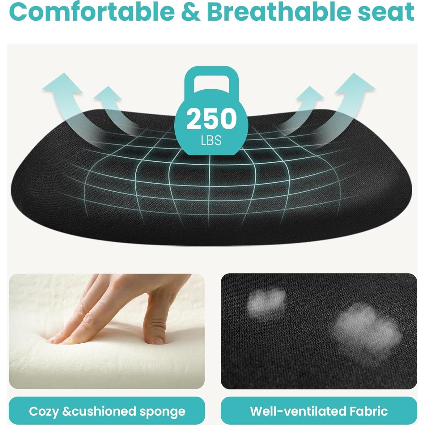 Silla de Oficina ETONEX Ergonómica con Soporte Lumbar Negro