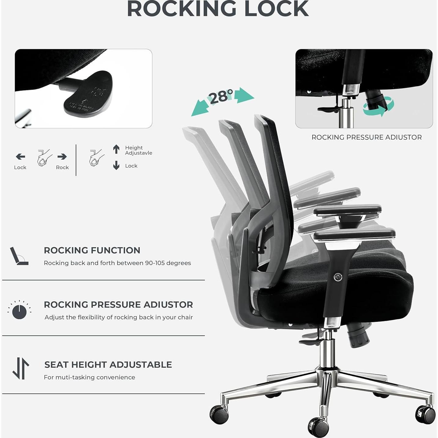 Silla de Oficina Ergonómica Blue Whale Alta 500lbs Negra