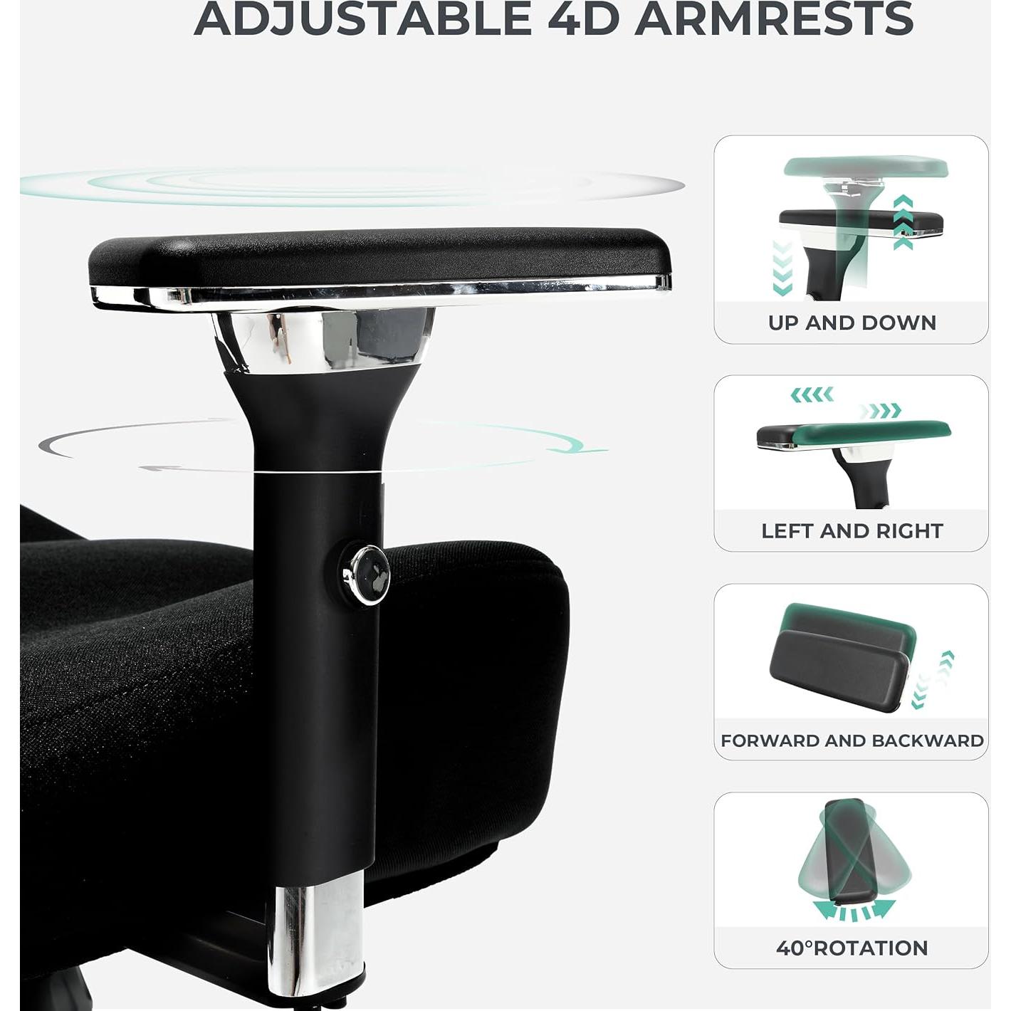 Silla de Oficina Ergonómica Blue Whale Alta 500lbs Negra