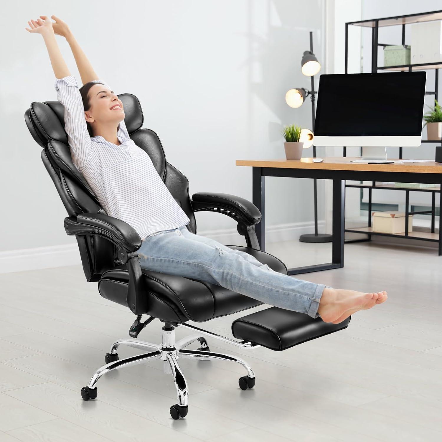Silla de Oficina Ergonómica COLAMY VC-6754-BK con Reposapiés