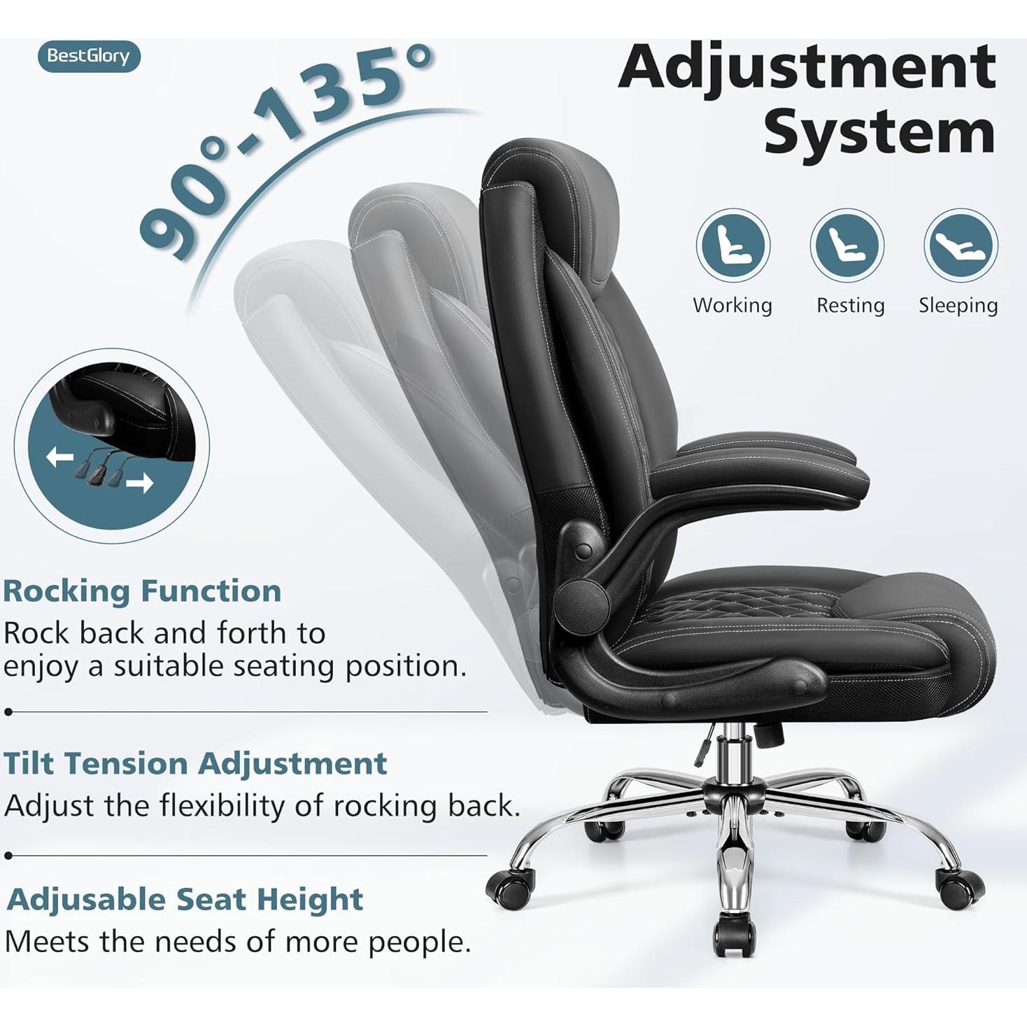 Silla de Oficina Ergonómica BestGlory 5200H Negro Ajustable