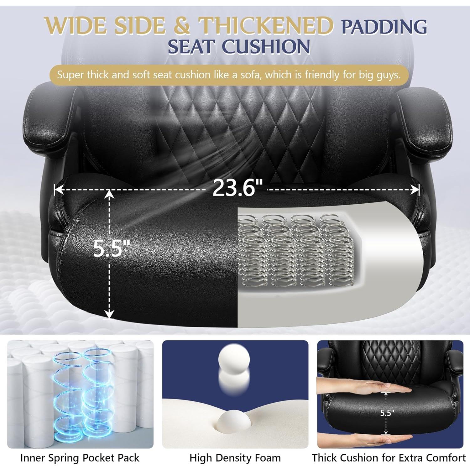 Silla de Oficina Ergonómica HeroSet HS5202 Negra 500lbs