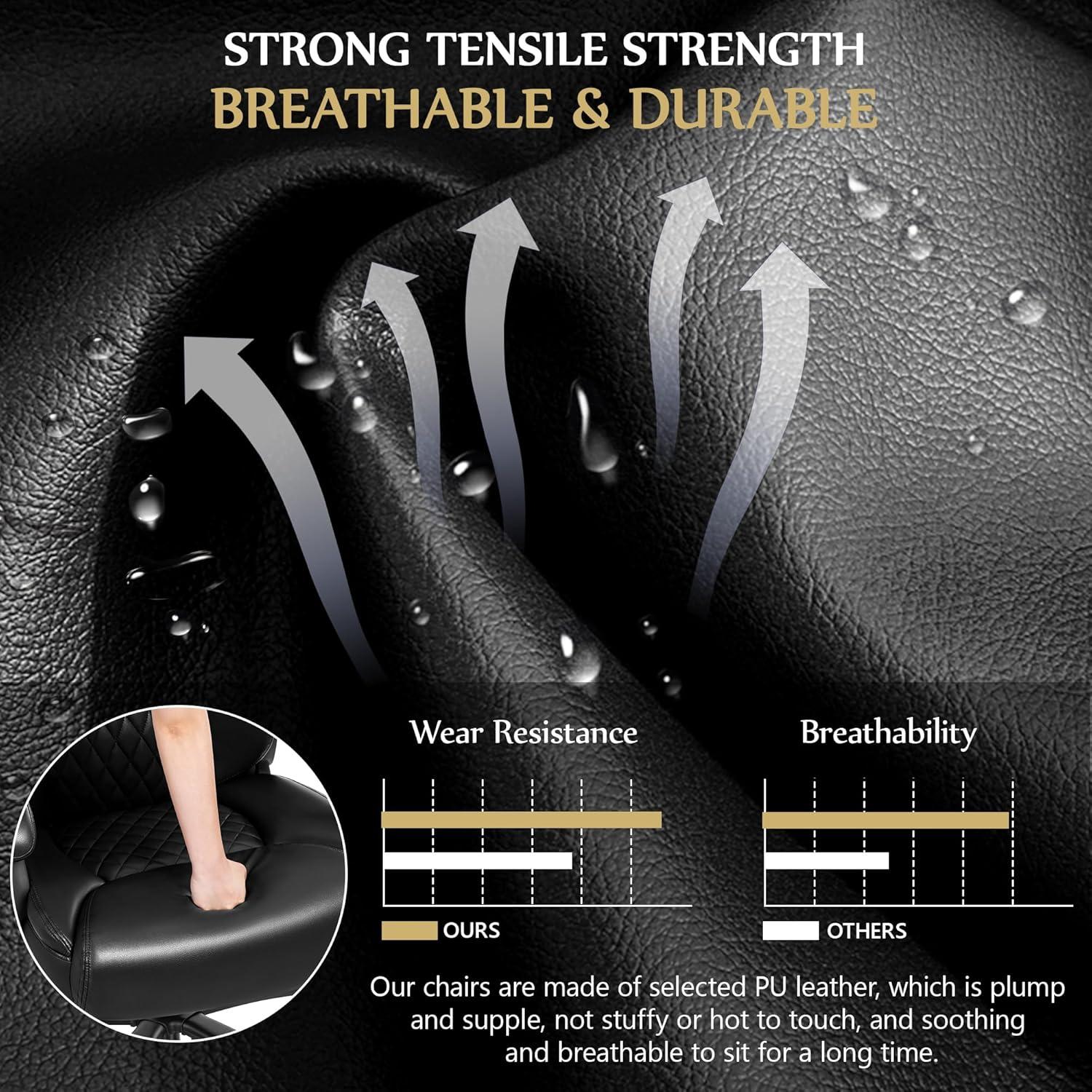 Silla de Oficina Ergonómica HeroSet HS5202 Negra 500lbs