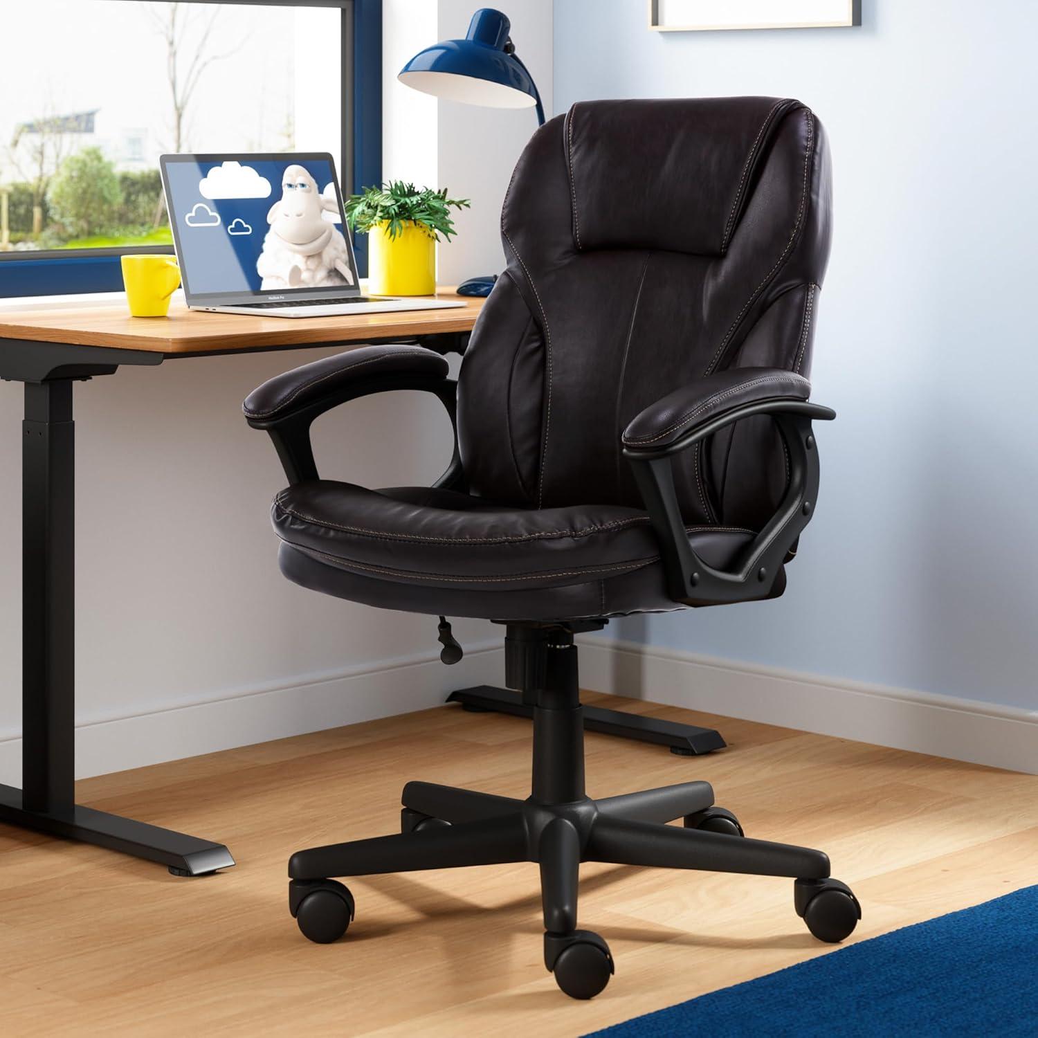 Silla de Oficina Serta Manager Ergonómica Cuero Sintético Marrón