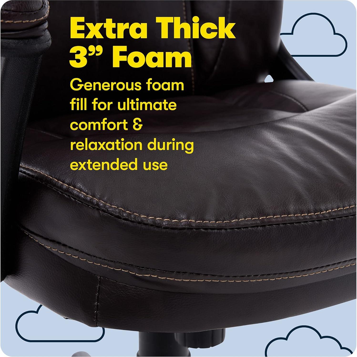 Silla de Oficina Serta Manager Ergonómica Cuero Sintético Marrón