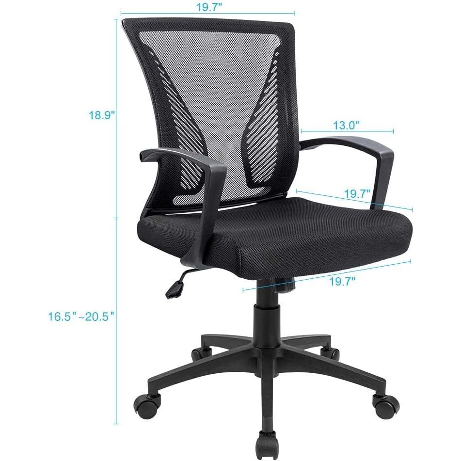 Silla de Oficina Ergonómica Furmax OCNC7510 Negra con Soporte Lumbar