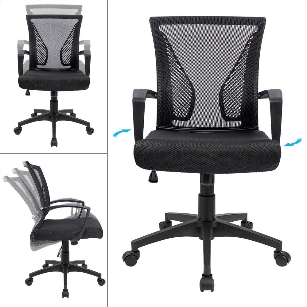 Silla de Oficina Ergonómica Furmax OCNC7510 Negra con Soporte Lumbar