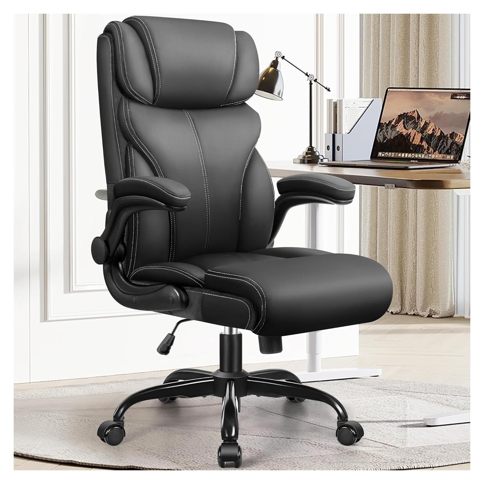 Silla de Oficina Ergonómica HeroSet 5066H Cuero Negro Ajustable