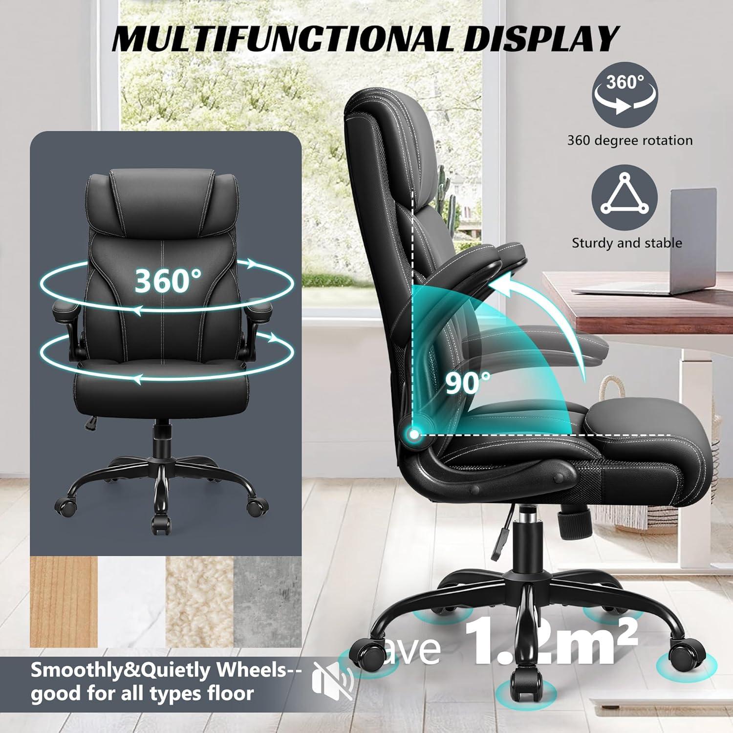 Silla de Oficina Ergonómica HeroSet 5066H Cuero Negro Ajustable