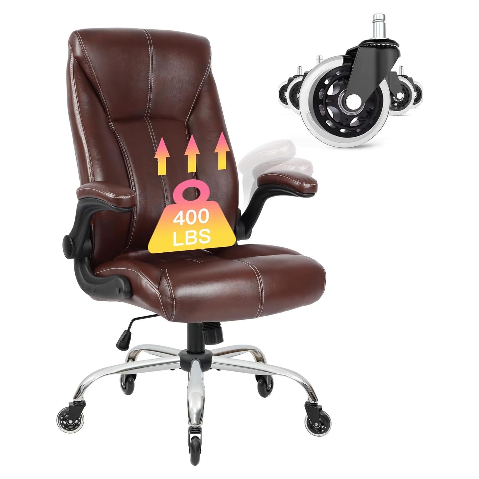 Silla de Oficina Ergonomica FAMSINGO Alta 181kg Cuero PU