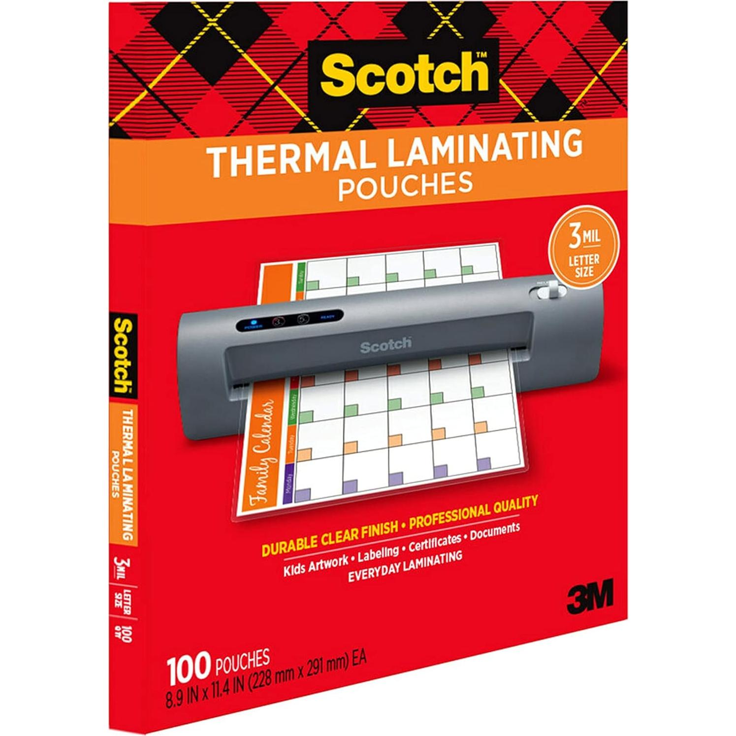 Bolsas de Laminado Térmico Scotch 22.6x29 cm, Paquete de 100