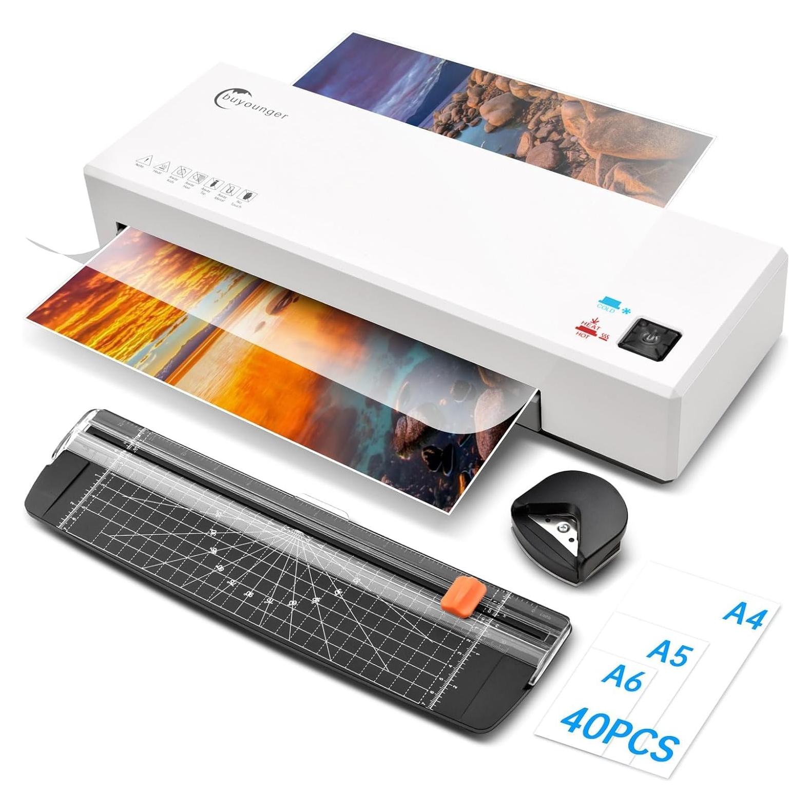 Laminadora A4 Buyounger SL266 4 en 1 con 40 Hojas y Cortadora