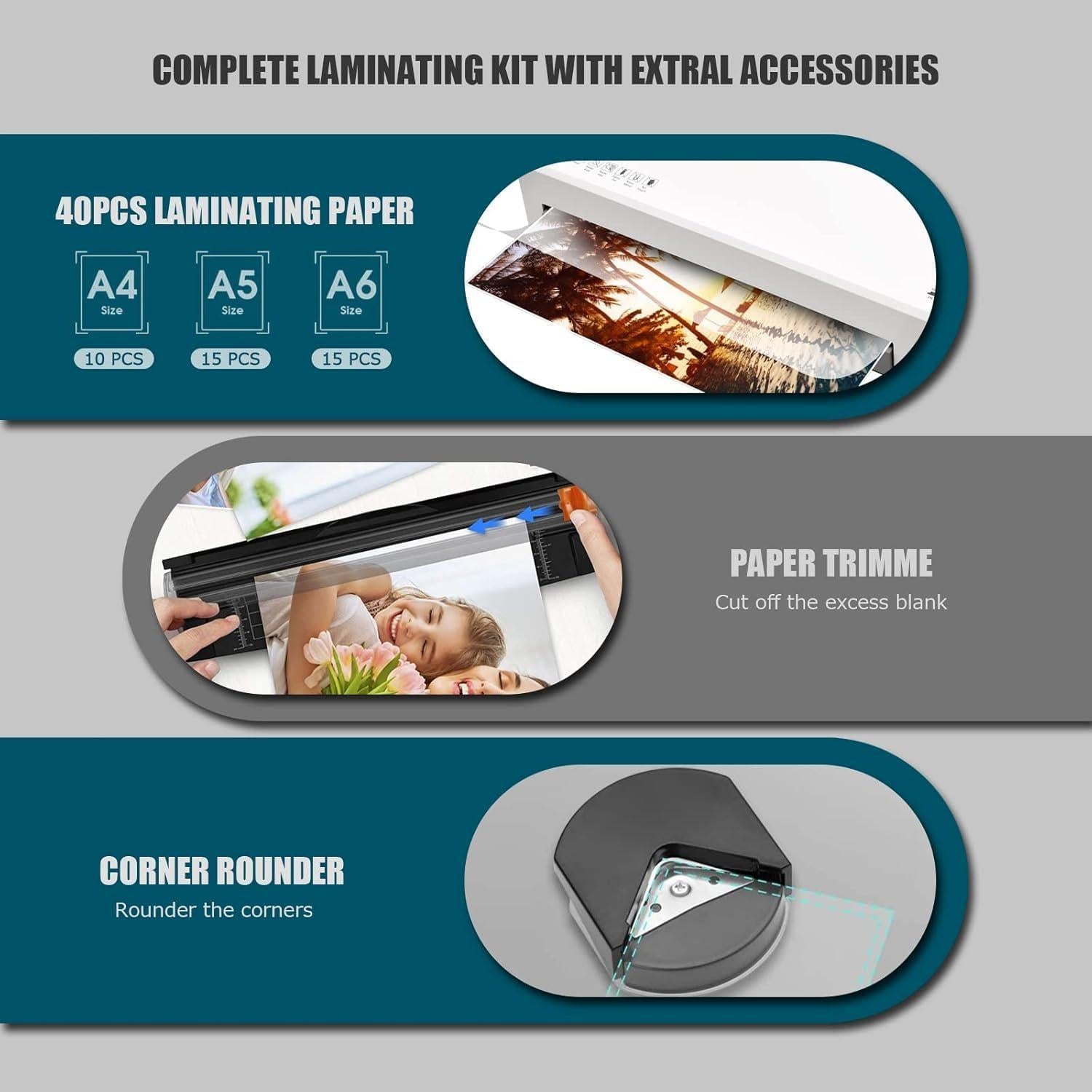 Laminadora A4 Buyounger SL266 4 en 1 con 40 Hojas y Cortadora