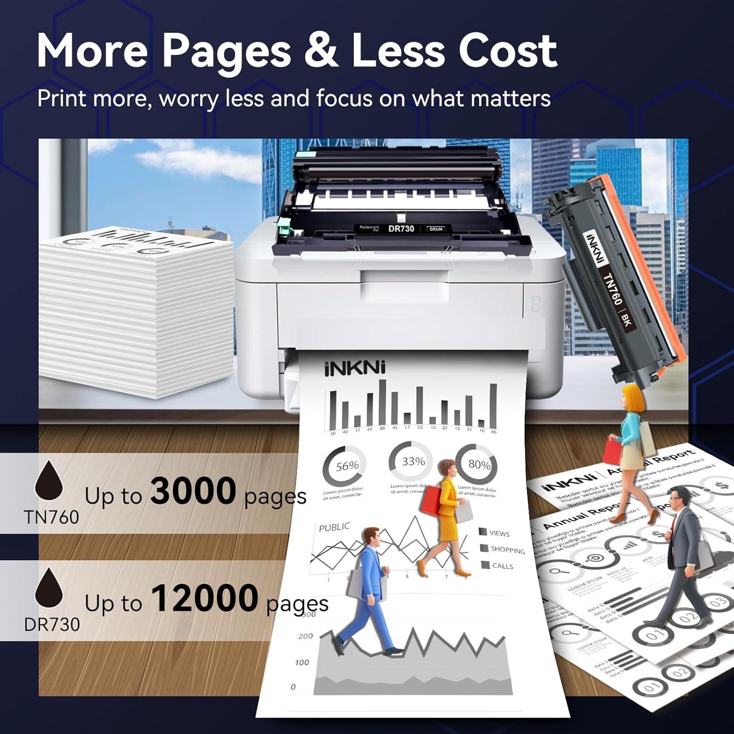 Cartucho de Tóner Compatible TN-760/730 InkNI - 3 Pack