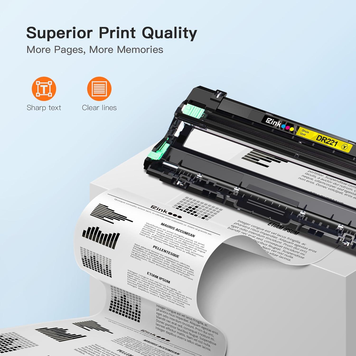 Unidad de Tambor Remanufacturada E-Z Ink DR221 para Brother - Paquete de 4