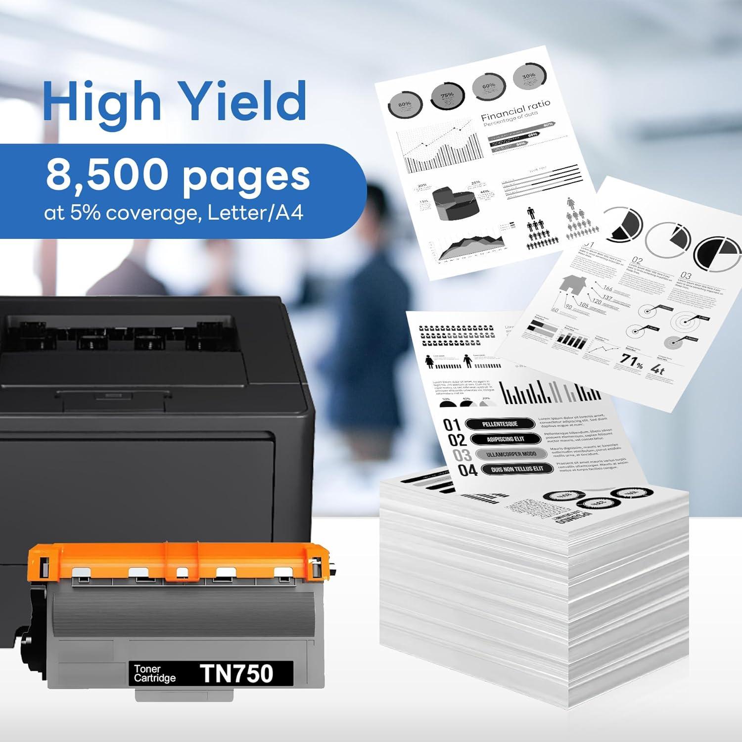 Cartucho de Tóner Negro Alto Rendimiento Snowflake TN750 TN720 - Paquete de 2