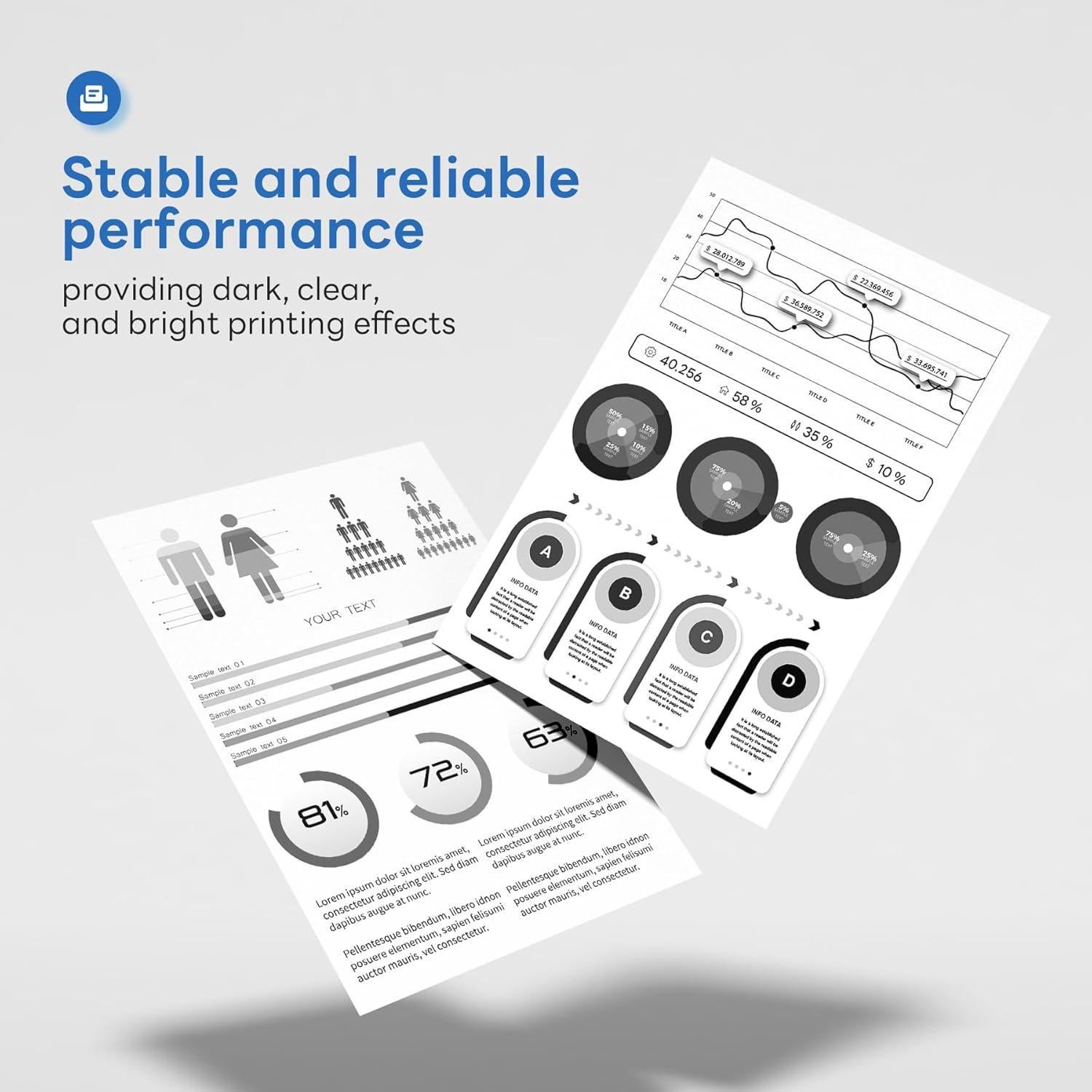 Cartucho de Tóner Negro Alto Rendimiento Snowflake TN750 TN720 - Paquete de 2