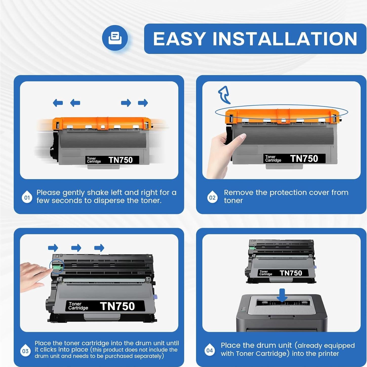 Cartucho de Tóner Negro Alto Rendimiento Snowflake TN750 TN720 - Paquete de 2