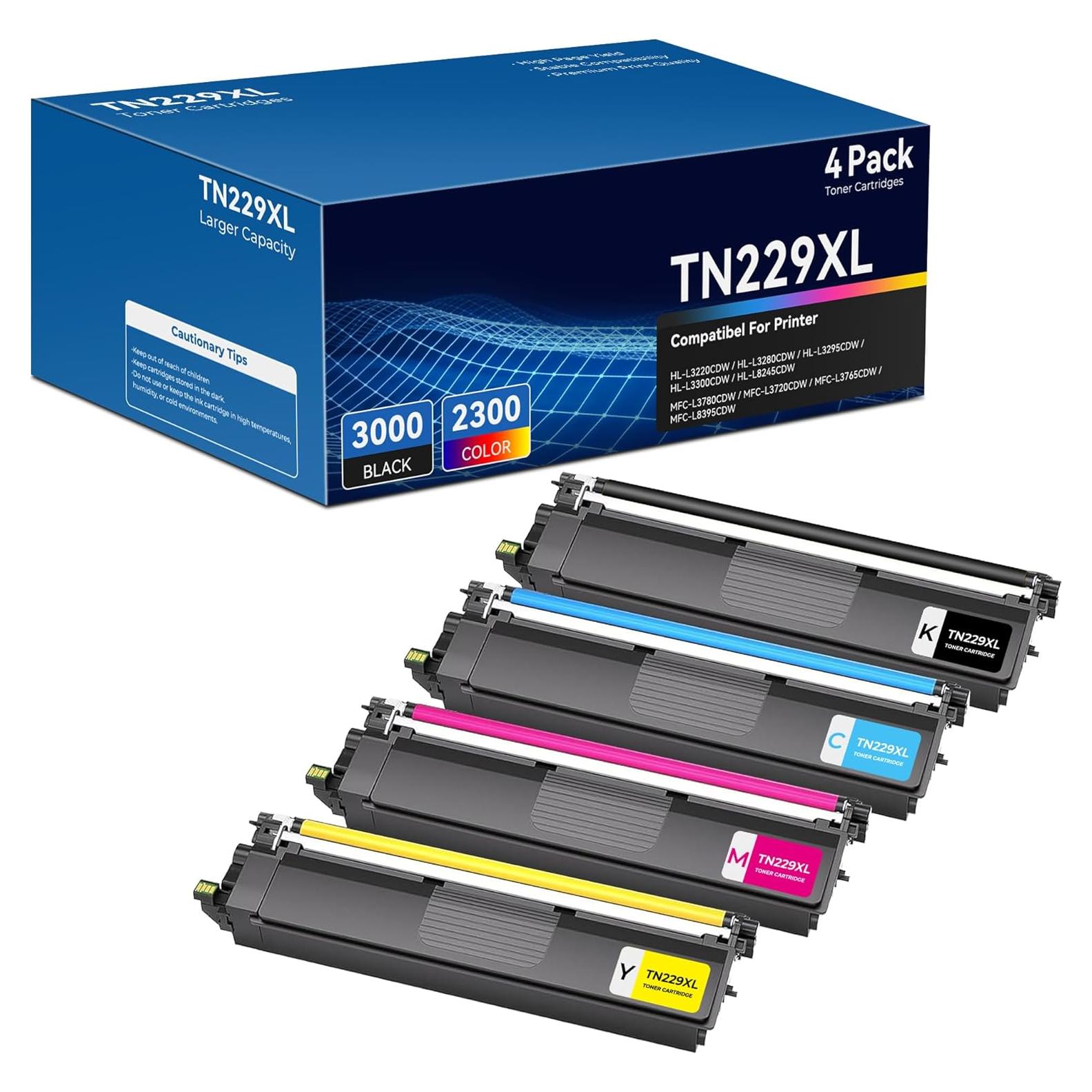 Cartuchos de Tóner Compatible Brother TN229XL - 4 Paquetes