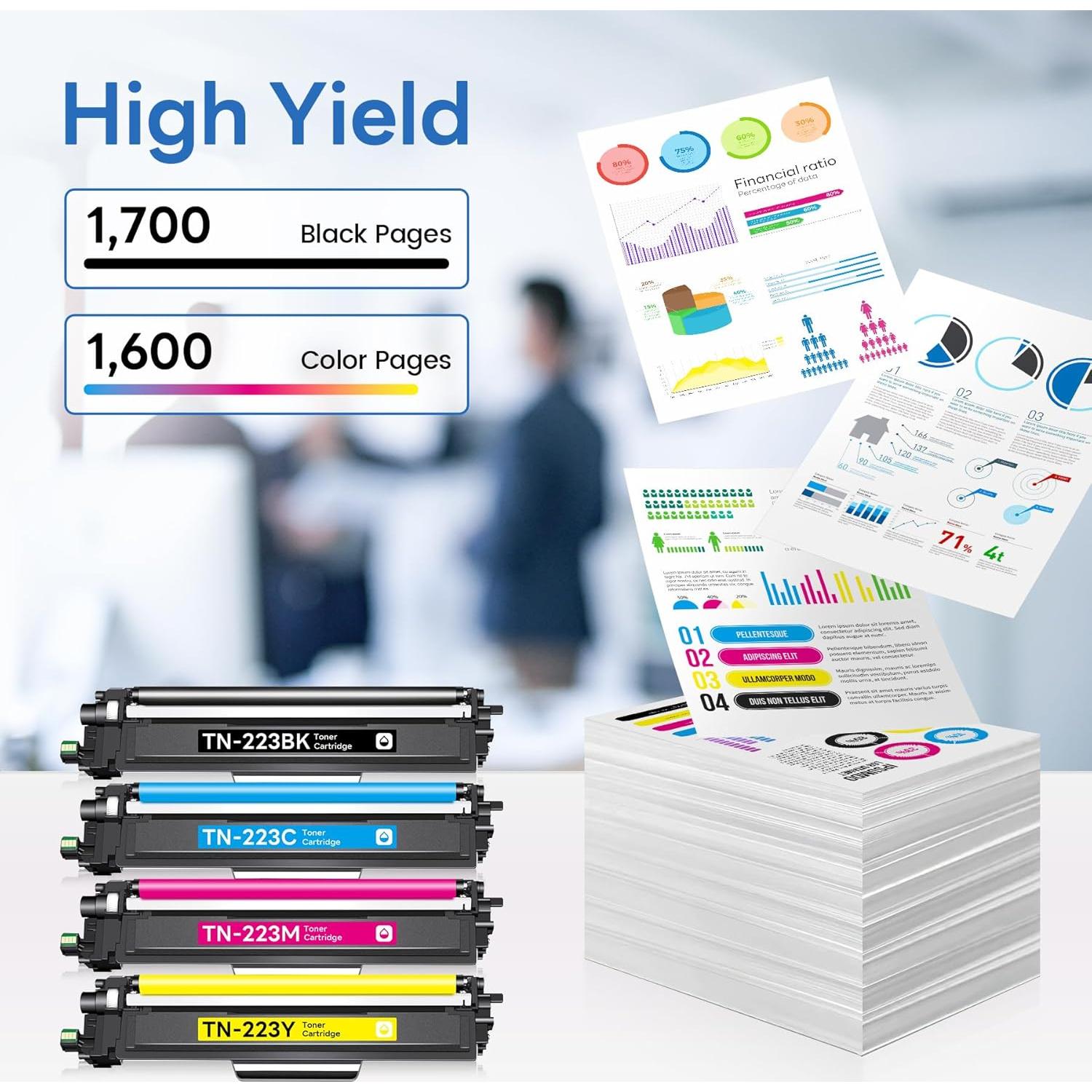 Cartucho de Tóner Compatible Snowflake TN-223 Paquete de 4