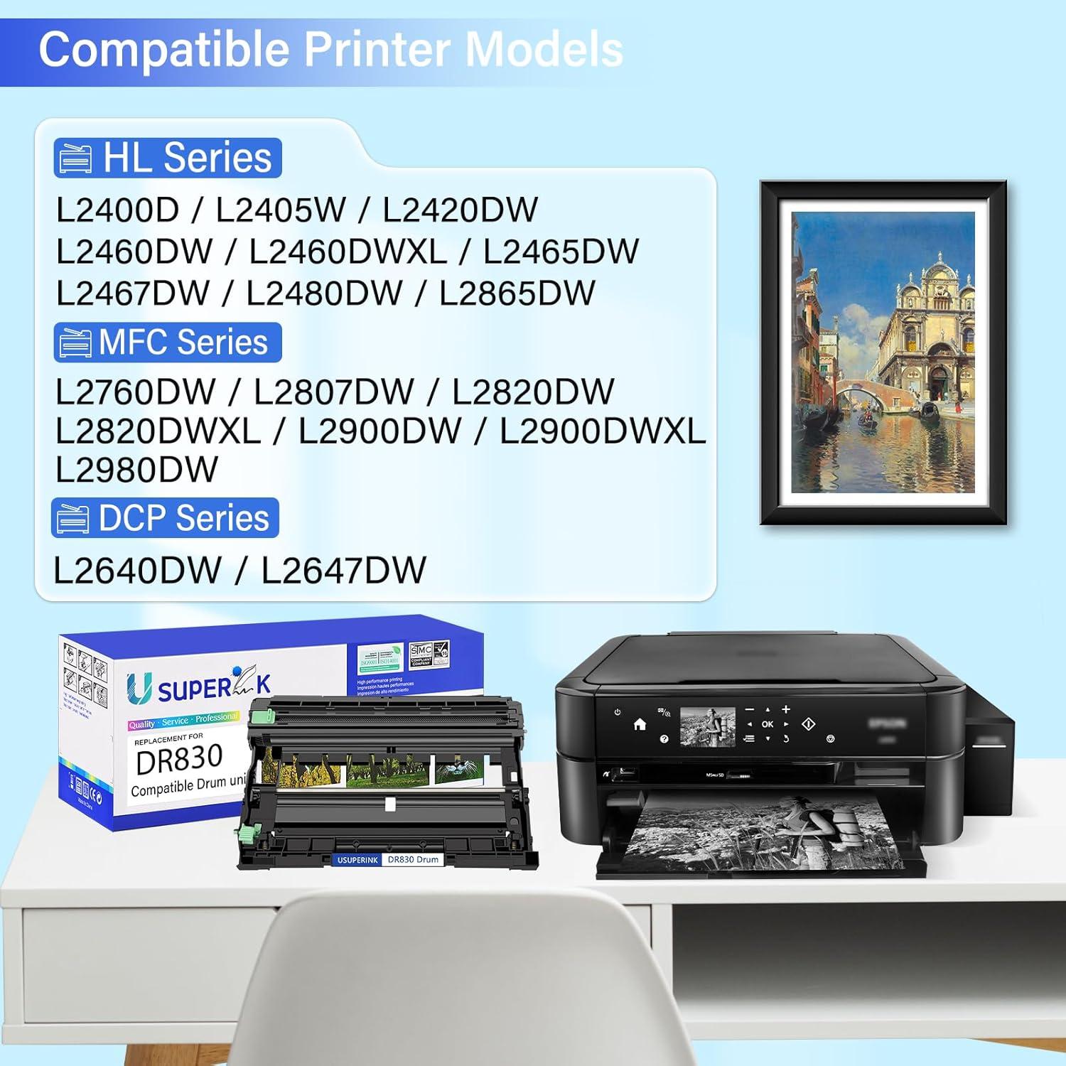 Paquete de 2 Unidades de Tambor DR830 USUPERINK Compatible