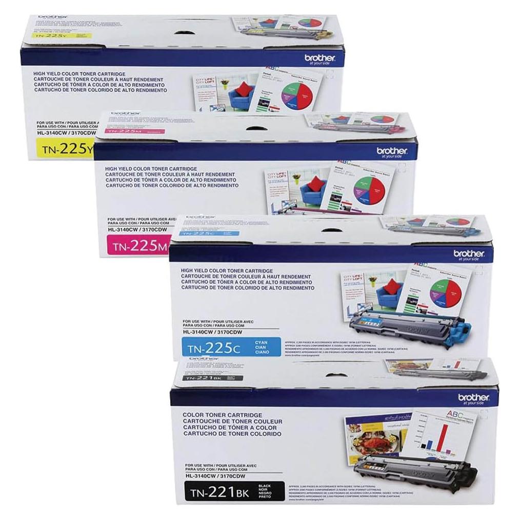 Conjunto de Tóner Brother TN-221 y TN-225 - Negro y Color