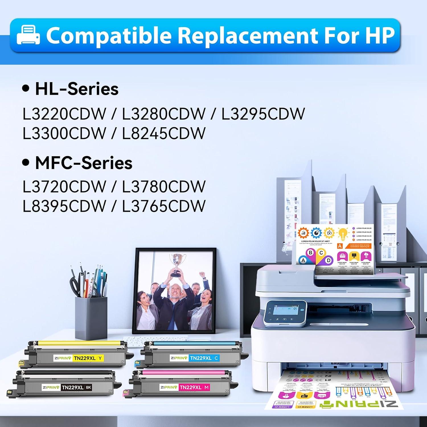 Tóner Compatible ZIPRINT TN229XL 4 Paquete para Brother