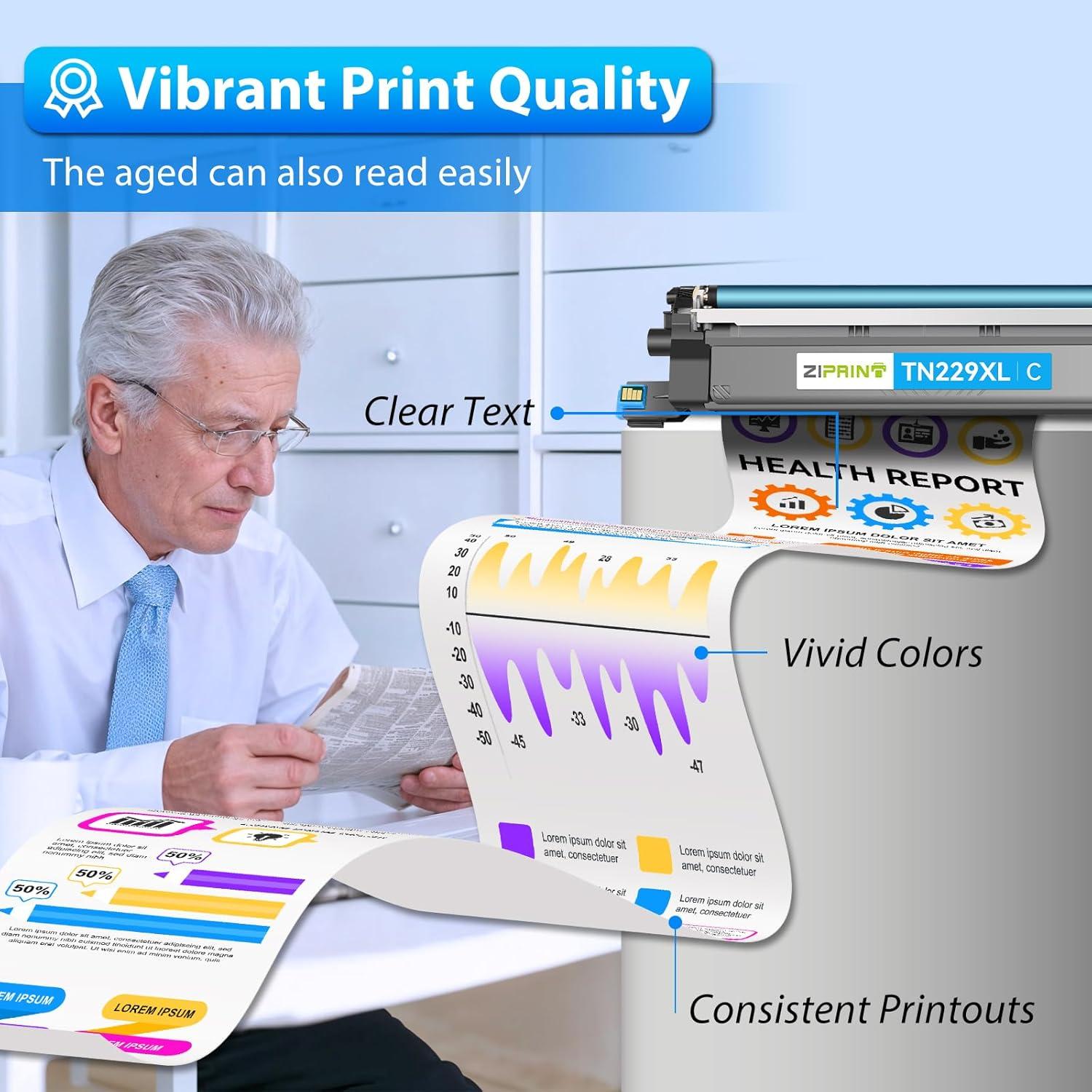 Tóner Compatible ZIPRINT TN229XL 4 Paquete para Brother