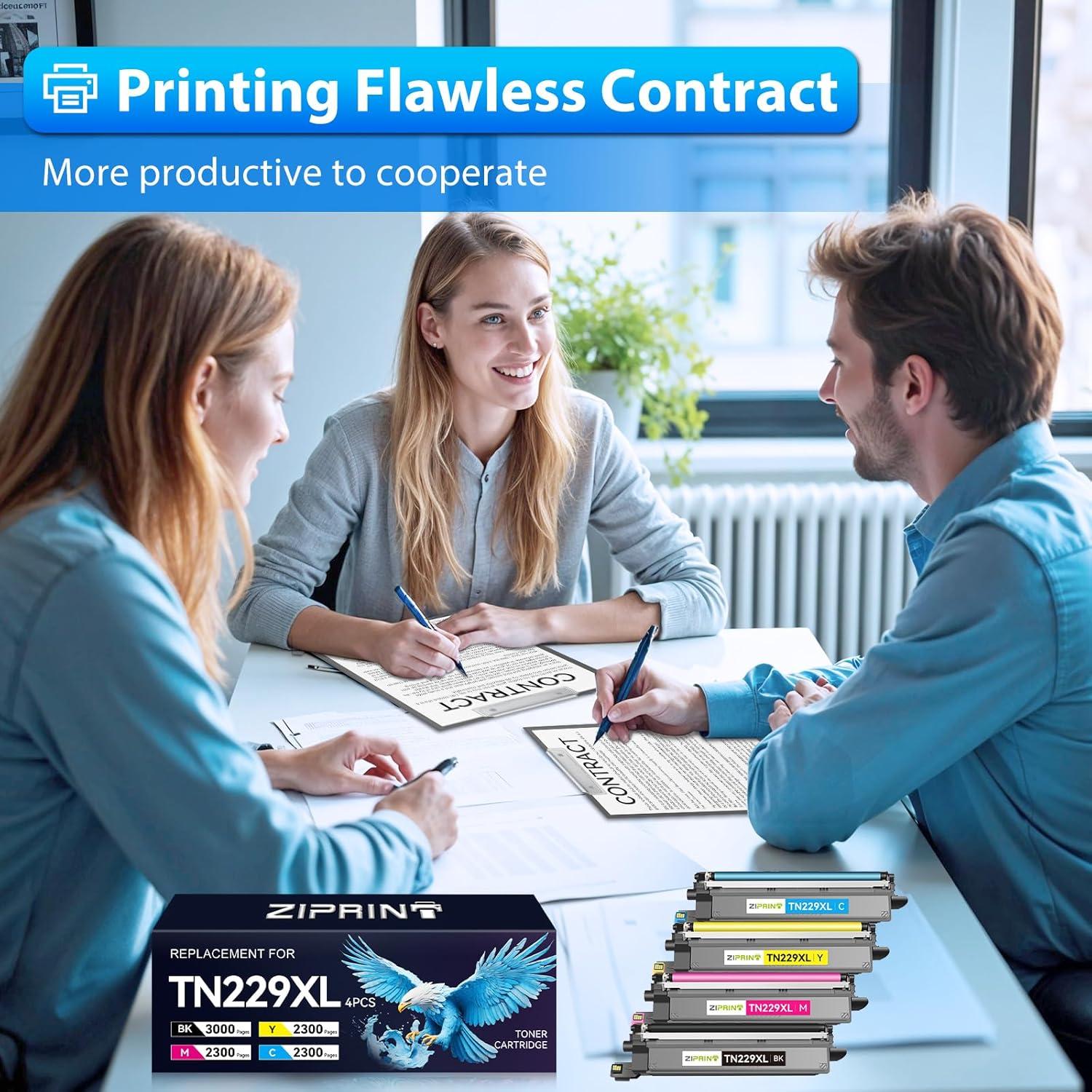 Tóner Compatible ZIPRINT TN229XL 4 Paquete para Brother