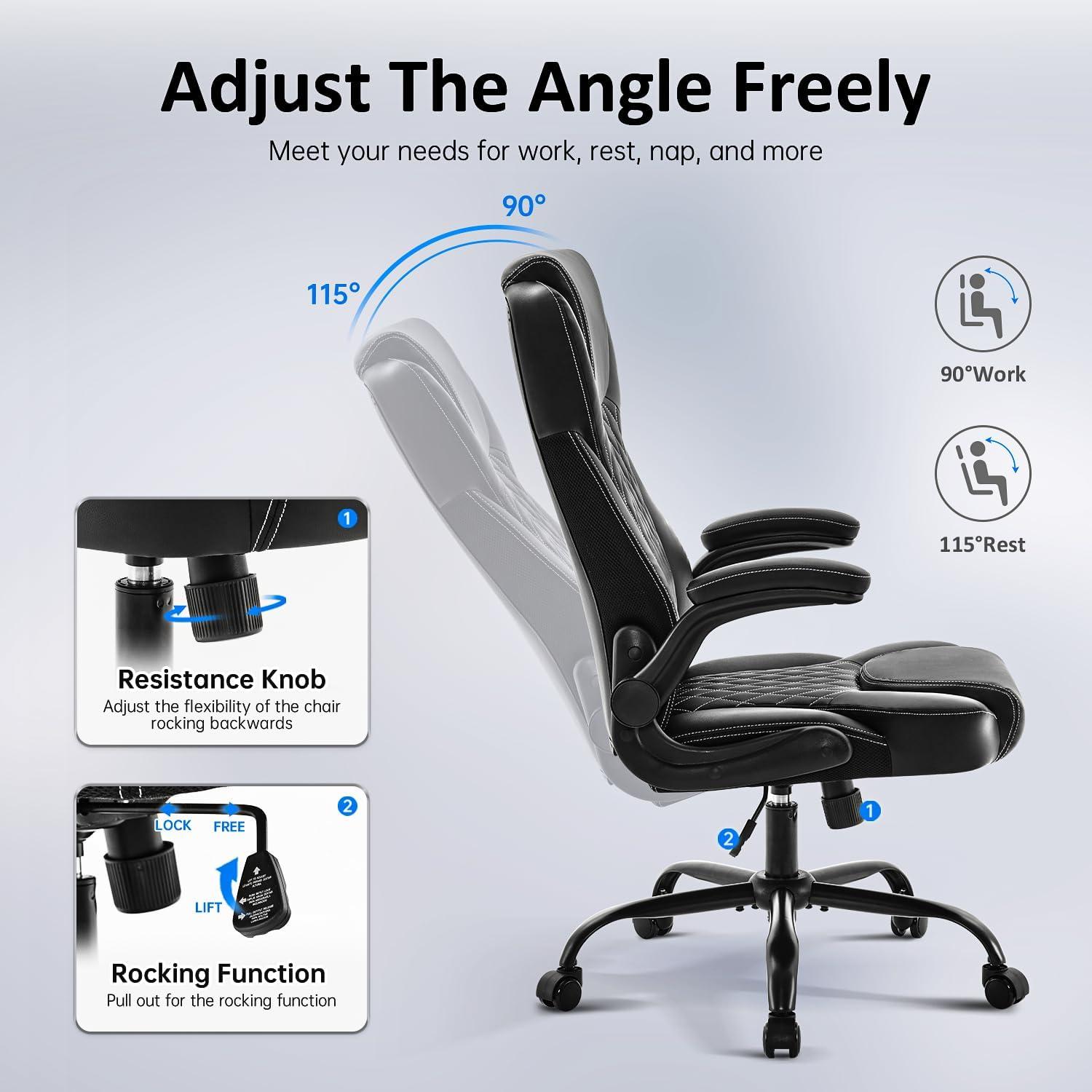 Silla de Oficina Ergonómica amseatec 5067-H Negra con Soporte Lumbar