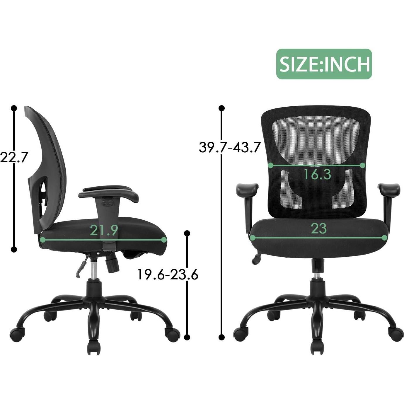 Silla de Oficina Ergonómica BestOffice 500lbs Negra