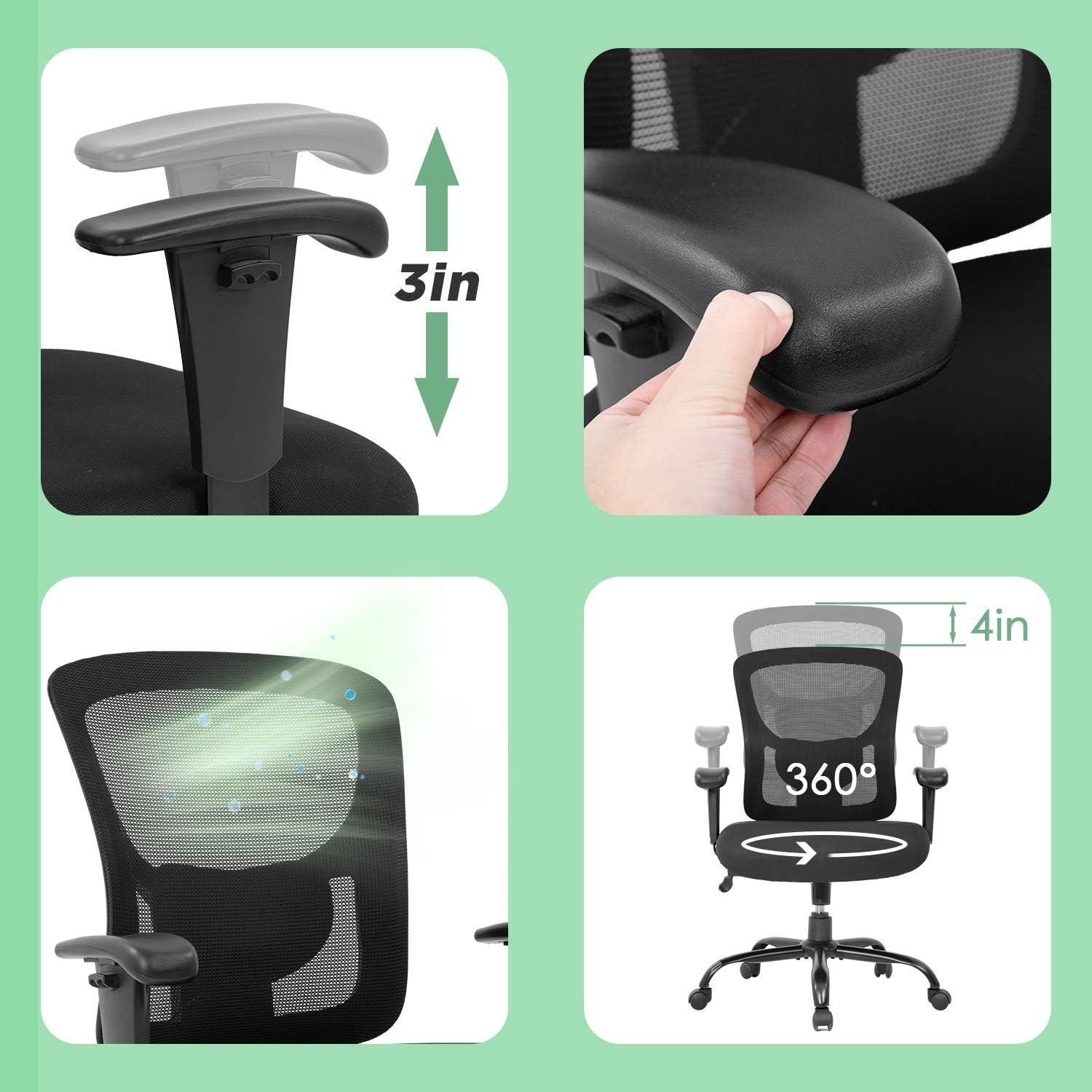 Silla de Oficina Ergonómica BestOffice 500lbs Negra