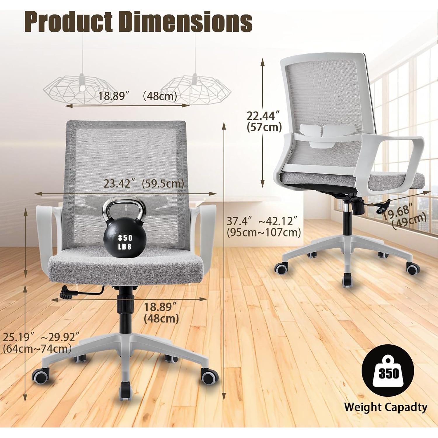 Silla de Oficina Ergonómica Msdizuo Gris con Respaldo de Malla